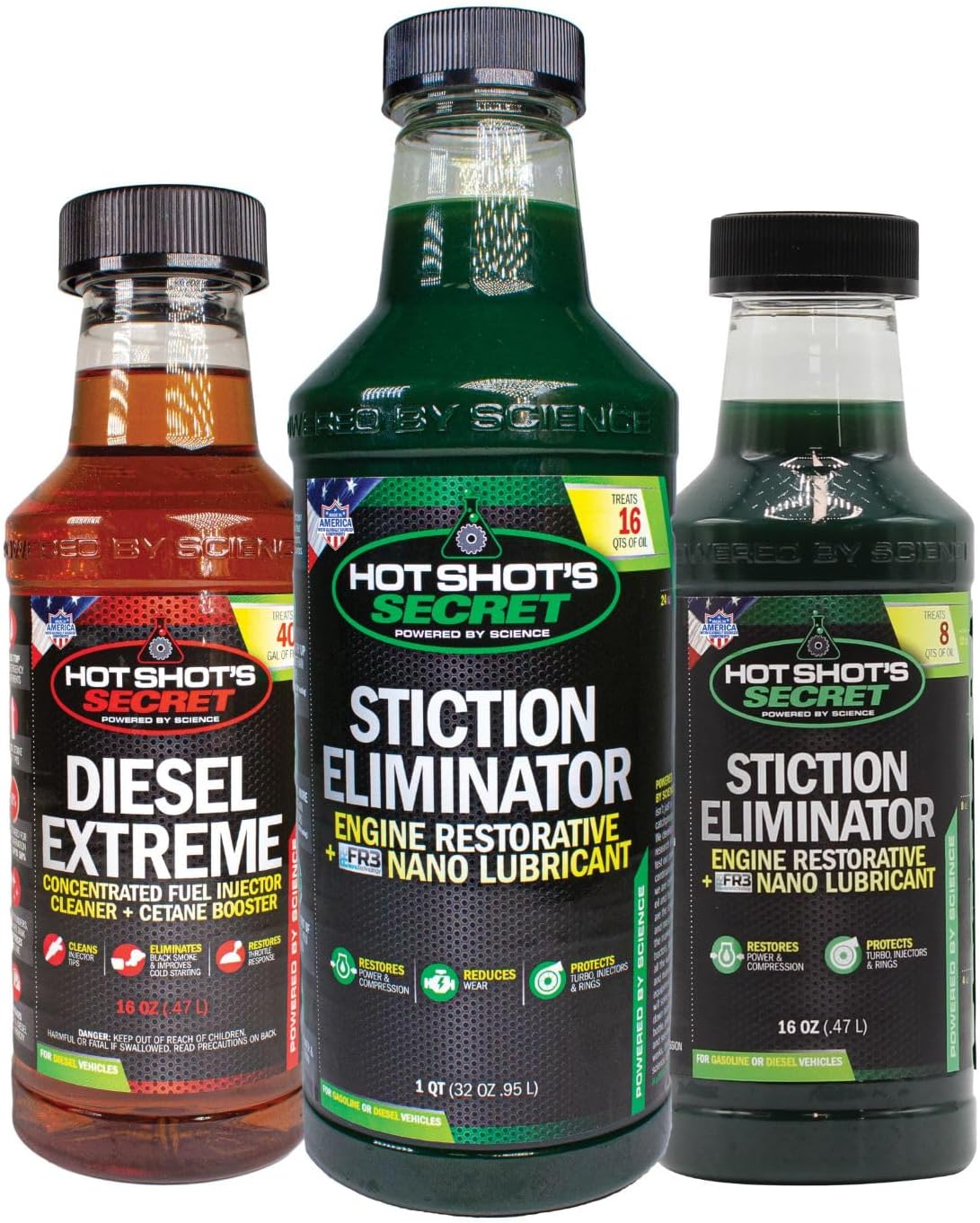 Hot Shot's Secret Cummins Cleanout Pack - Stiction Eliminator (32 Oz and 16 Oz) and Diesel Extreme (16 Oz)