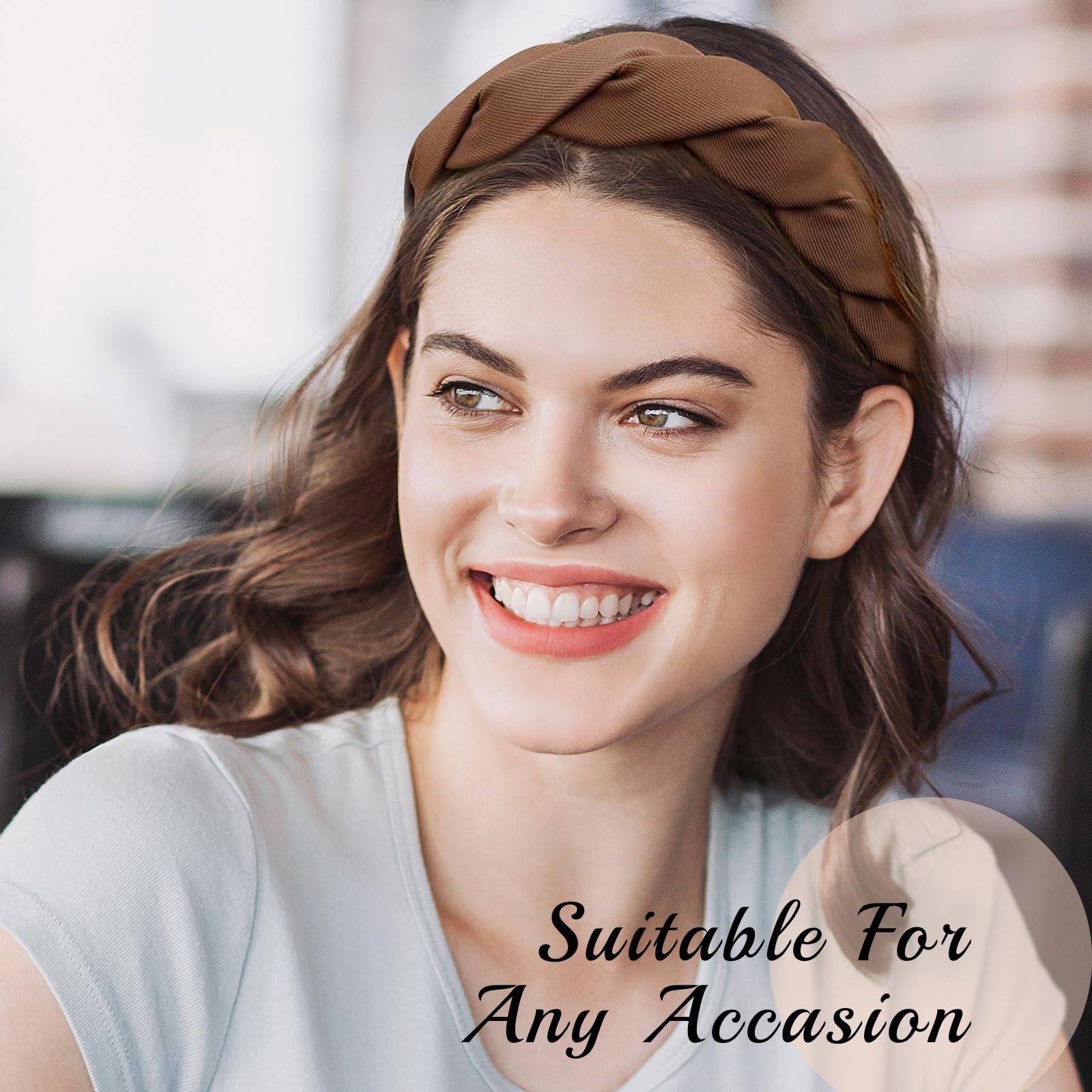 HUTRADE Pack of 3 Fashion Headbands for Women and Girls Wide Braided Headband, Fabric Hair Bands with Teeth - Image 3