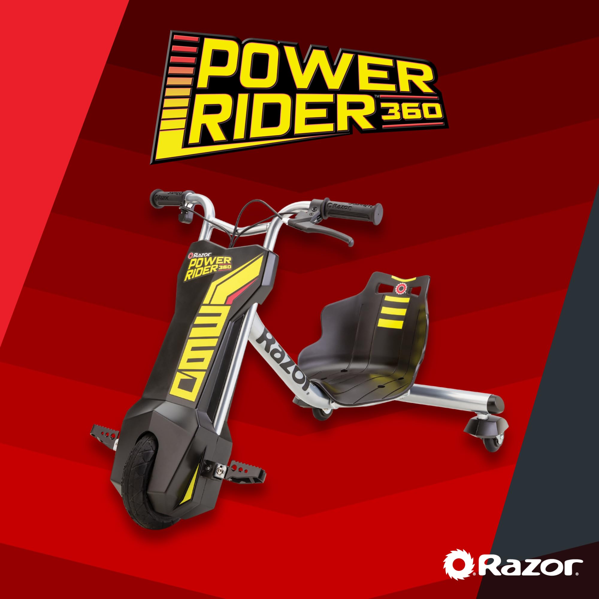 Razor PowerRider 360 - Tricycle électrique, jusqu'à 9 mph, fourche en acier soudé, 12V Power Ride-On pour 8 ans et plus