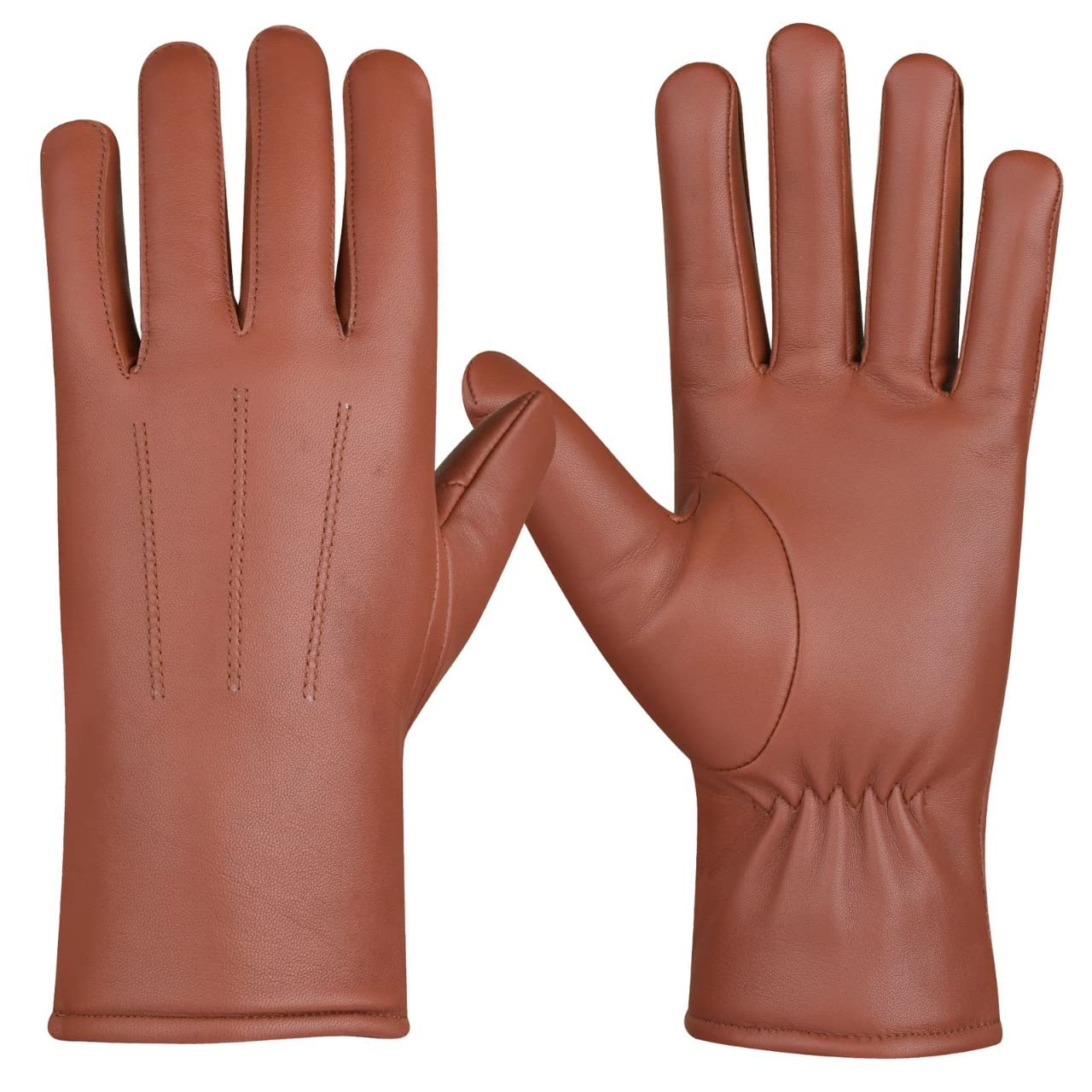 Ladies Leather Fashion/Winter Gloves, Genuine Sheepskin Leather (Chocolate, Medium)
