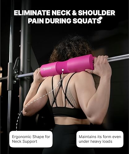Vista 28 de DMoose Fitness Almohadilla de barra para empuje de cadera, sentadillas y estocadas, cojín de espuma gruesa antideslizante para soporte de cuello