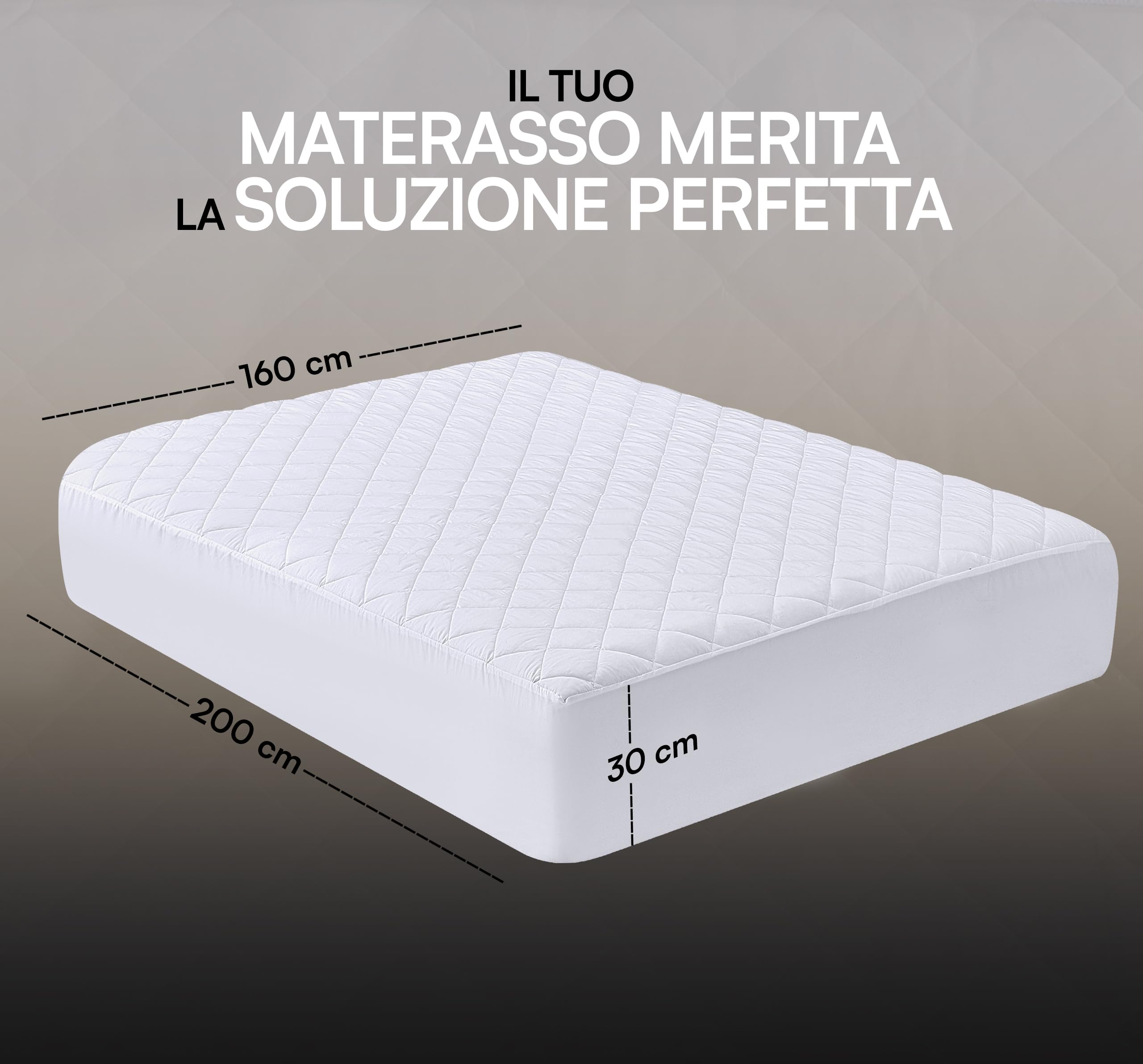 Utopia Bedding Coprimaterasso Trapuntato, Gonna Elastica Coprimaterasso, Vestibilità Extra Profonda Fino a 30 CM con Motivo a Diamante (160x200 cm, Bianco)