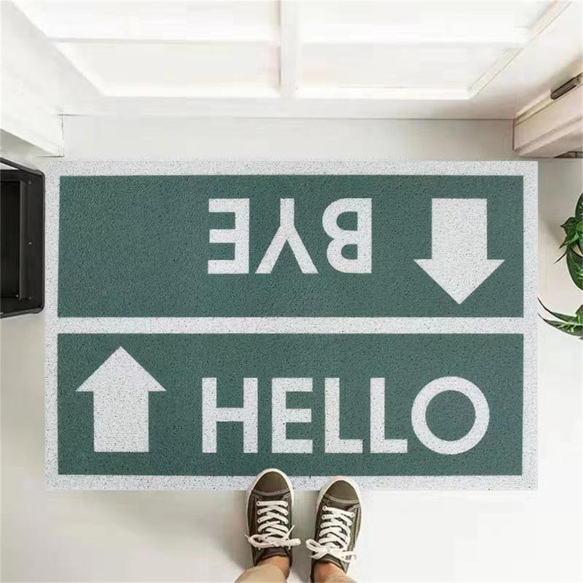Door Mat Outside Indoor Hi there Doormat, 50x80cm, Sturdy Ground Mat Non Slip Rug Extremely Take in Mud Straightforward Clear Entrance Doormat for Storage, Entryway, Patio, Excessive Site visitors Areas (A)