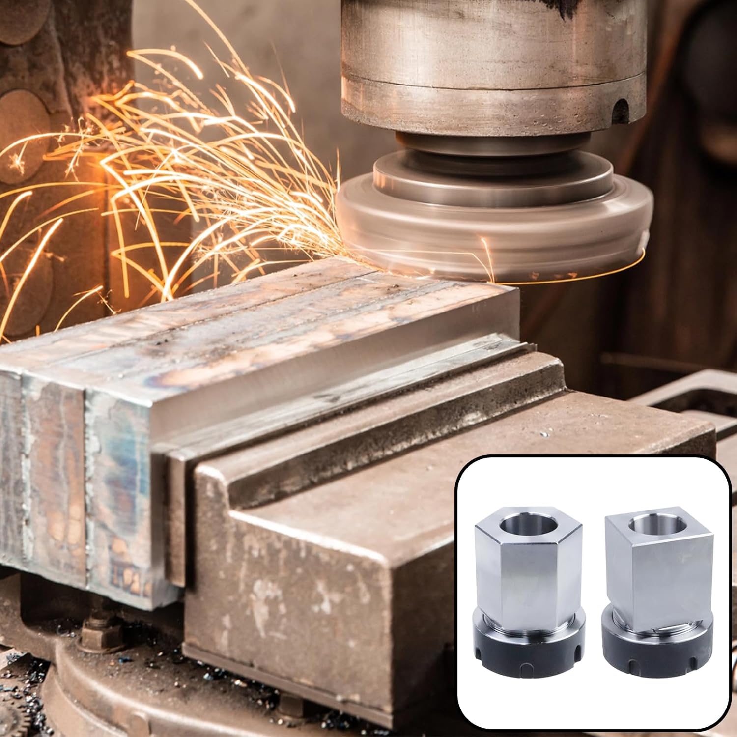 ER-40 Square and Hex Collet Chuck Block Set, Fit forMilling Machine, Workholding Holder for CNC Lathe Engraving Cutting Machine (A Set)