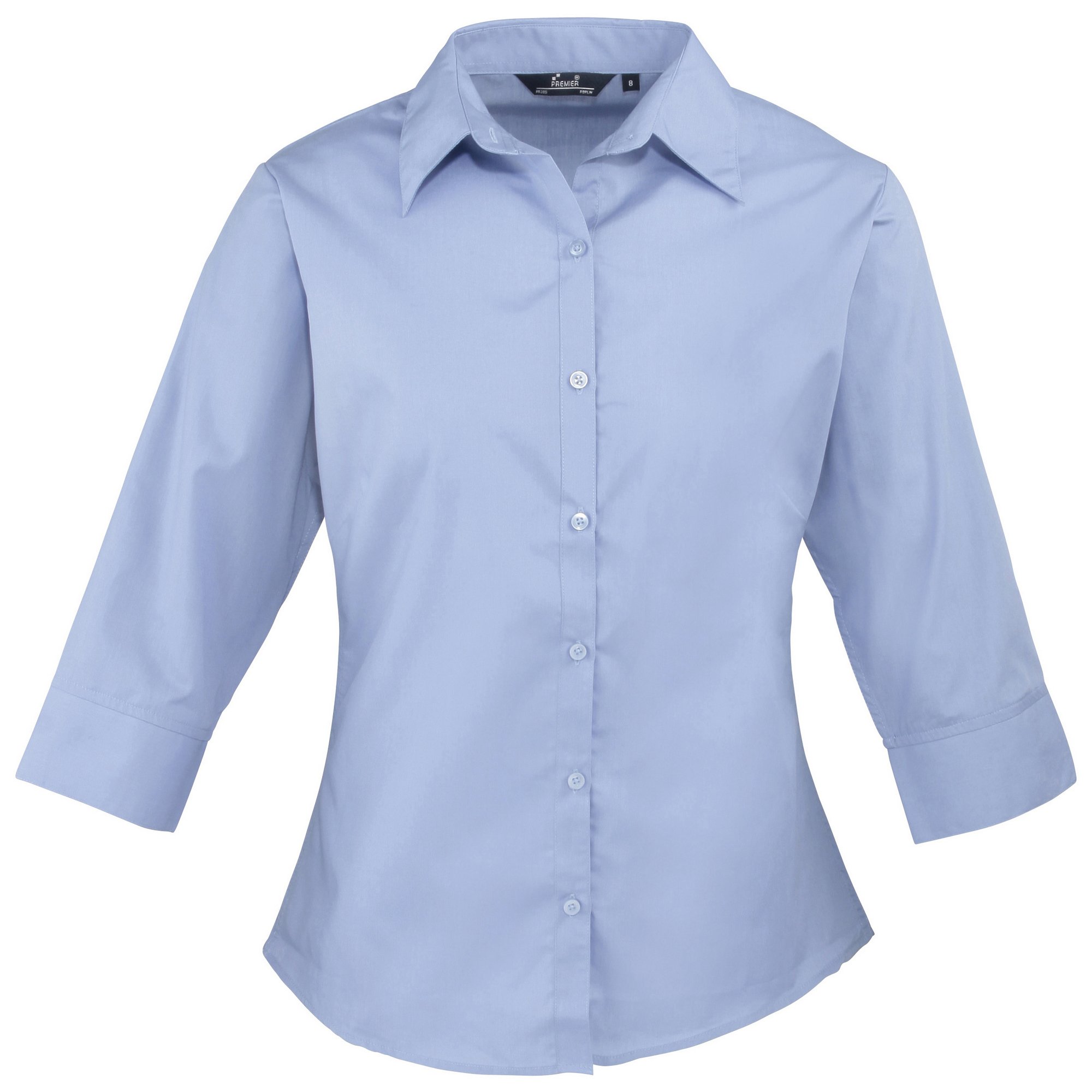 Premier 3/4 sleeve poplin blouse Mid Blue 14