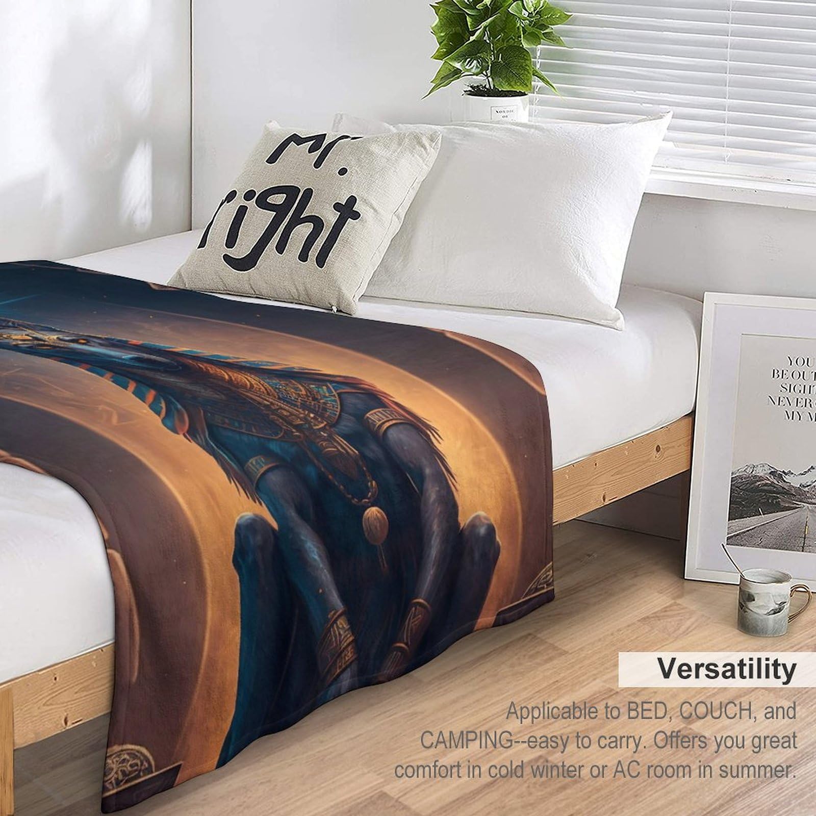 Fleece Decke Anubis-Kunstwerk 130×180cm, Kuschelweiche Flauschige Mikrofaserdecke für Couch Sofa Bett