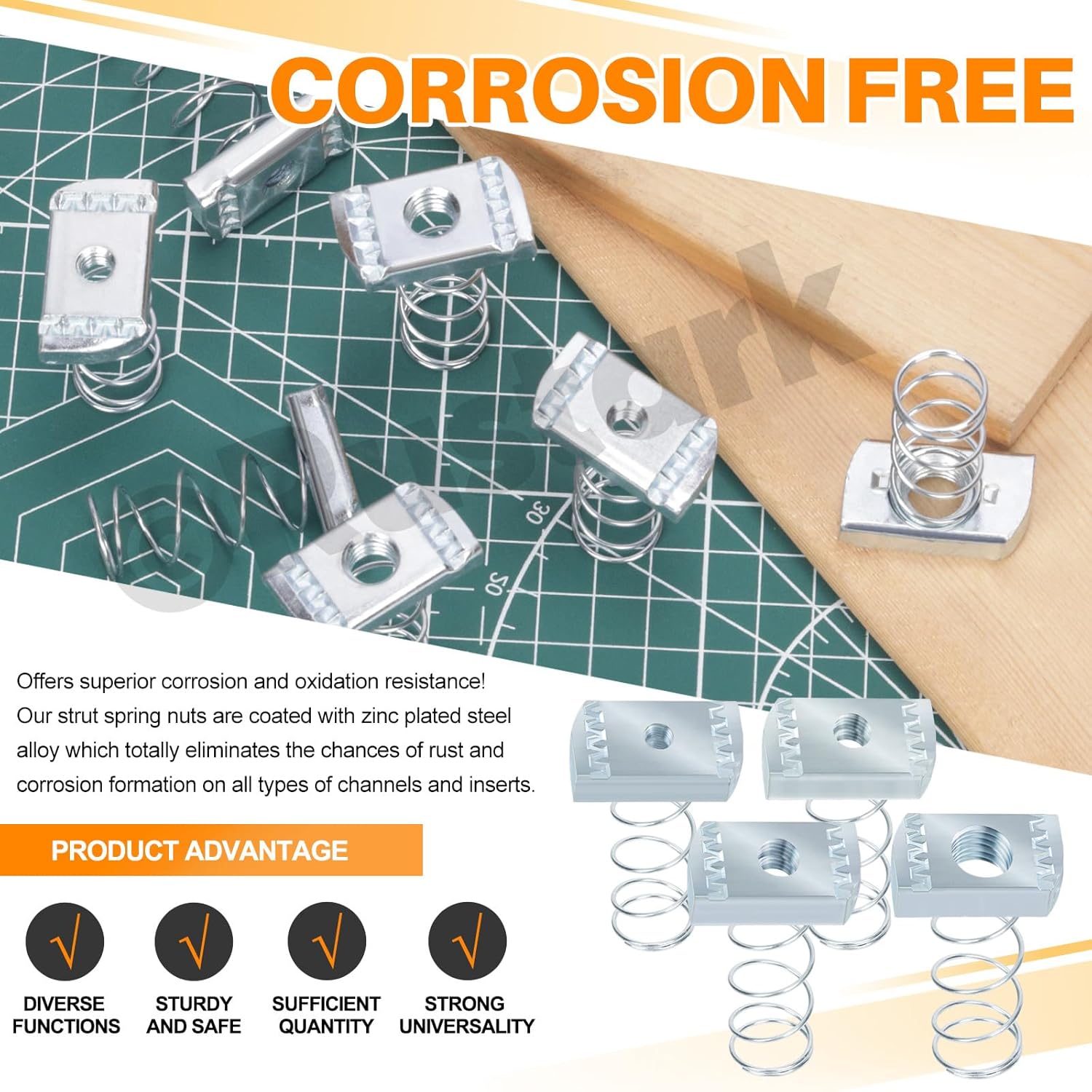 10pcs 1/2-13 Spring Strut Channel Nut Thickened Zinc Plated Strut Nuts with Spring Standard Hardware Channel Nuts for Use with Steel Strut Channels