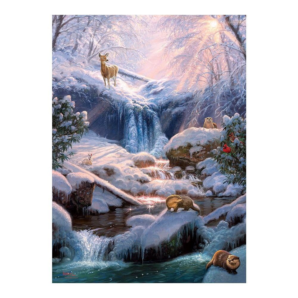 Cobble Hill 1000 Piece Puzzle - 'Mystic Falls In Winter' By Mark Keathley, Includes Reference Poster - View #9
