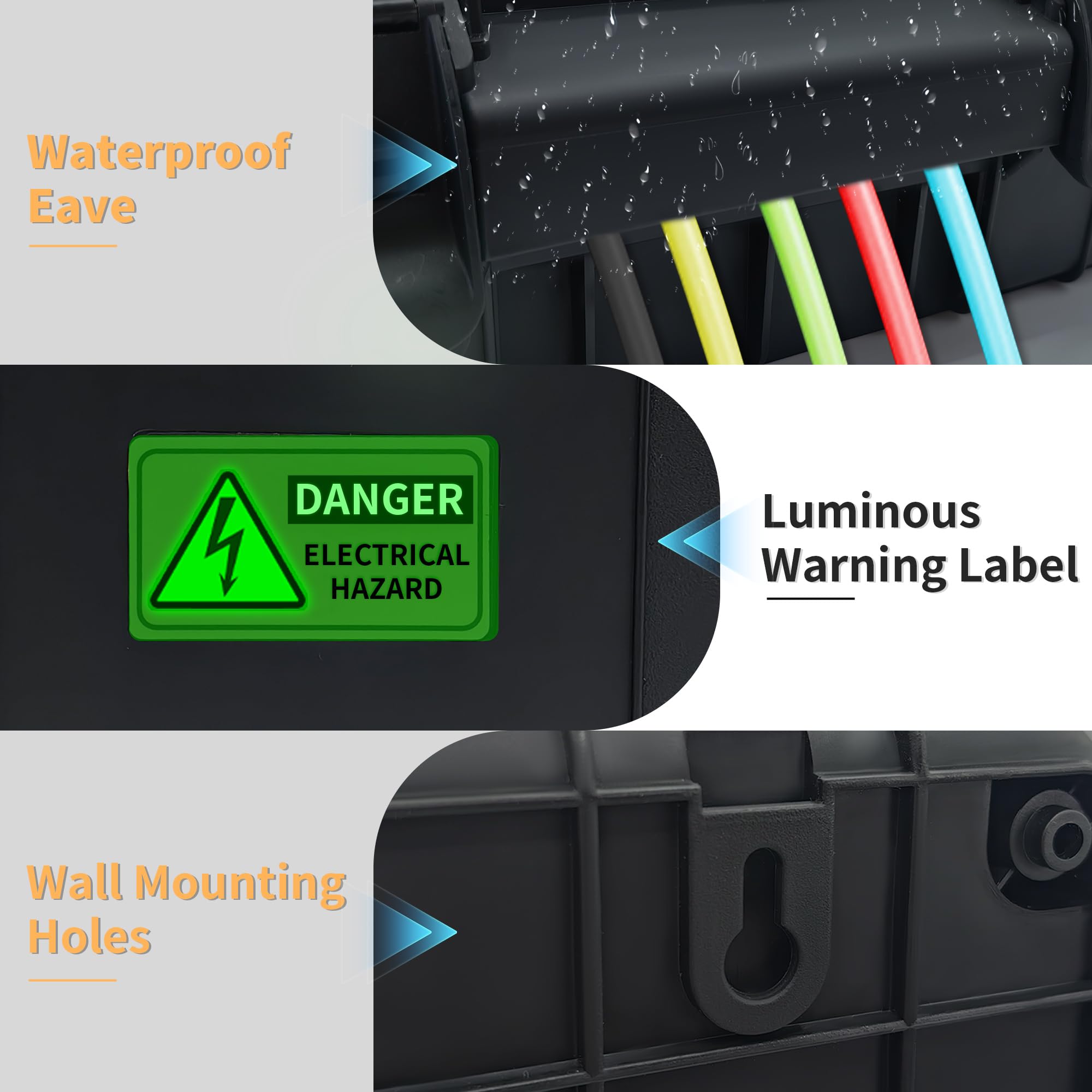 Paxboxtech Große Outdoor-Elektrobox (34,3 x 24,1 x 14 cm), IP54 wasserdichte Außenverlängerungskabelabdeckung, wetterfeste Steckdosenbox, schützt Steckdosenleiste, Steckdose, Timer, Stecker