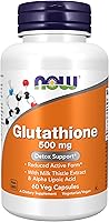 NOW Glutathione 500 mg Reduced Active Form with Milk Thistle & Alpha Lipoic Acid - Free Radical Neutralizer, 60 Vegan Capsules
