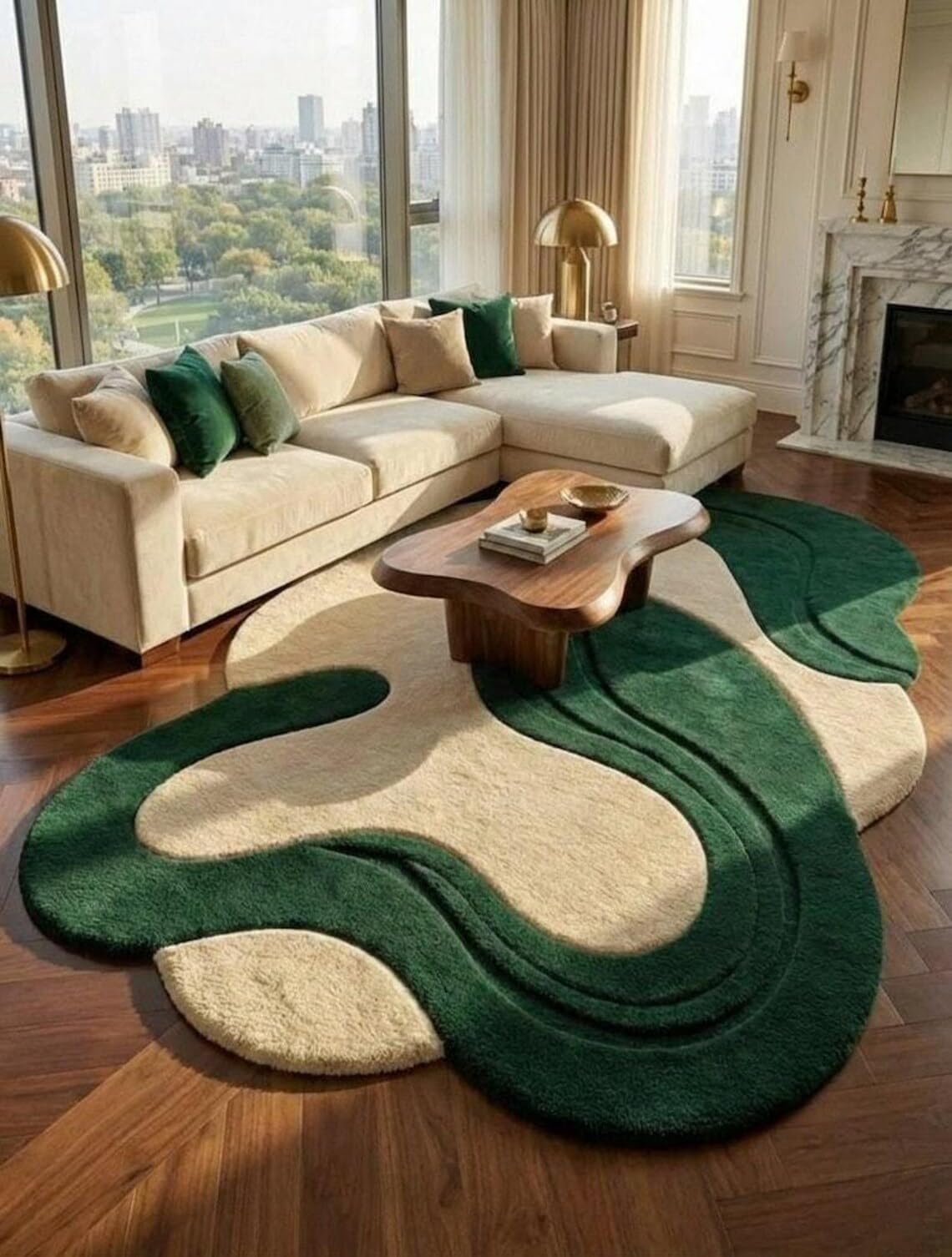 Hand Tufted Wool Rug 3x5 Ft – Modern Irregular Shape Aesthetic Carpet, 1 Inch Thick Pile, Anti-Skid Backing, Soft Handmade Woolen Area Rug for Living Room, Bedroom, Hall Décor-image-6