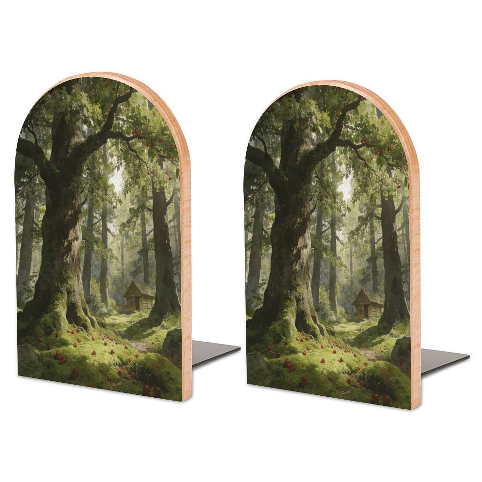 Sujetalibros de madera de cerezo y soporte grande para libros con tapón de metal resistente