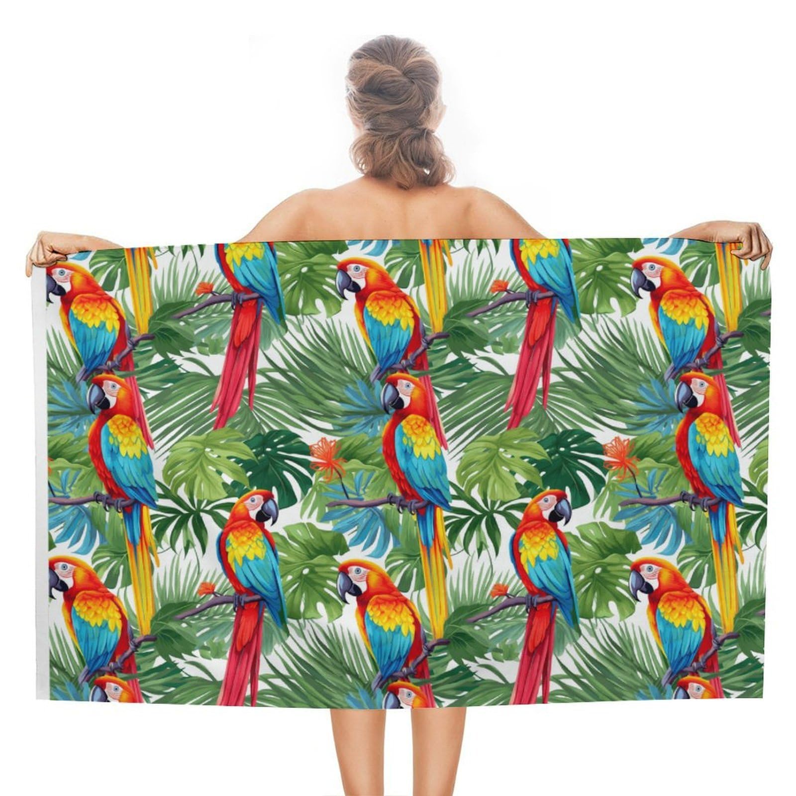CGSBNGHA Tropical Birds Parrots Beach Towels Soft Bathroom Bath Pool Swim Towels for Women Men