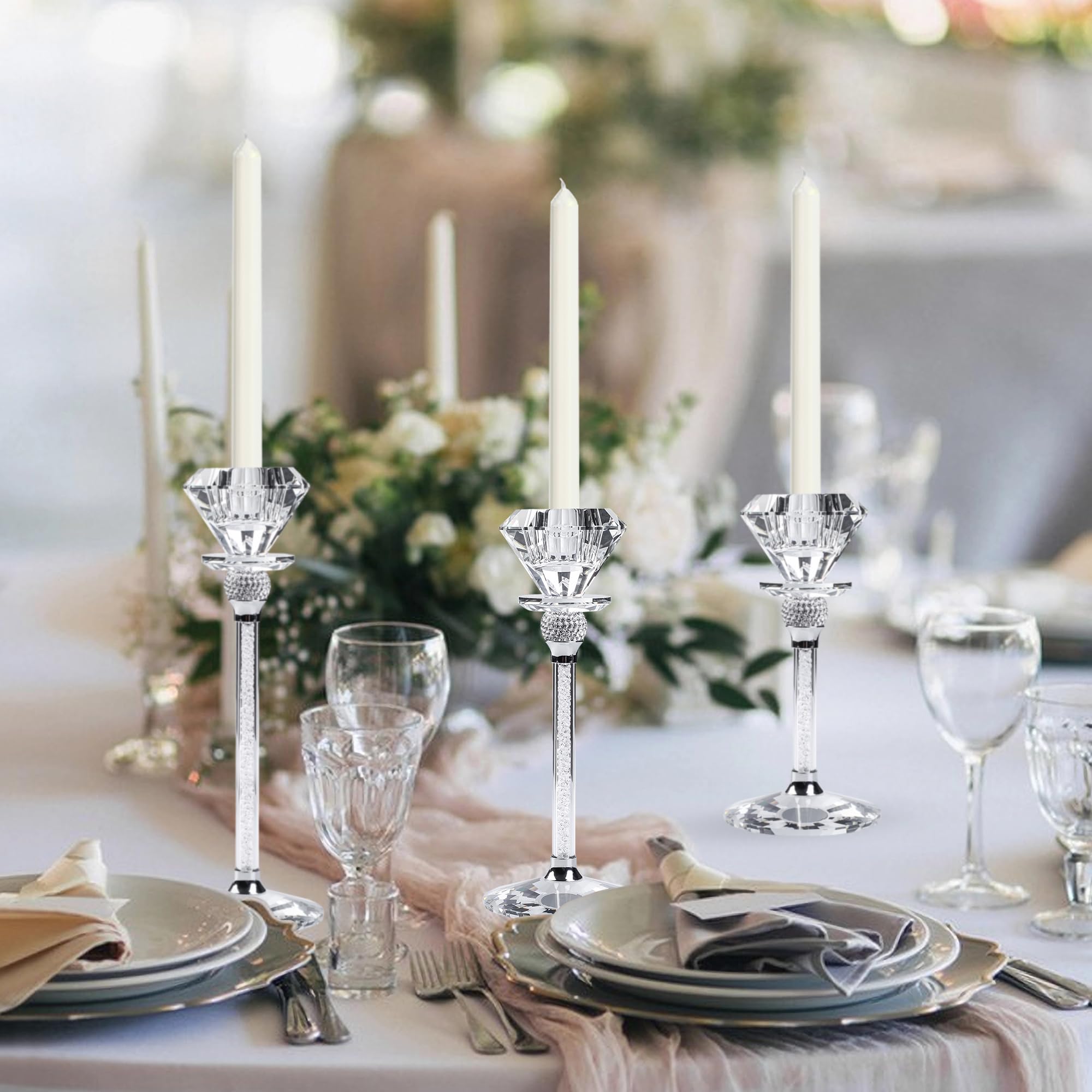 Bougeoir En Verre Transparent Pour Mariage Et Décoration - Élégant Avec Base Lestée