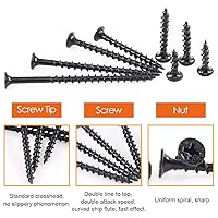 Vista 4 de 120 tornillos para paneles de yeso de rosca gruesa #7 x 1-1/2 pulgadas con Phillips Drive, óxido negro, cabeza de corneta, tornillos para madera