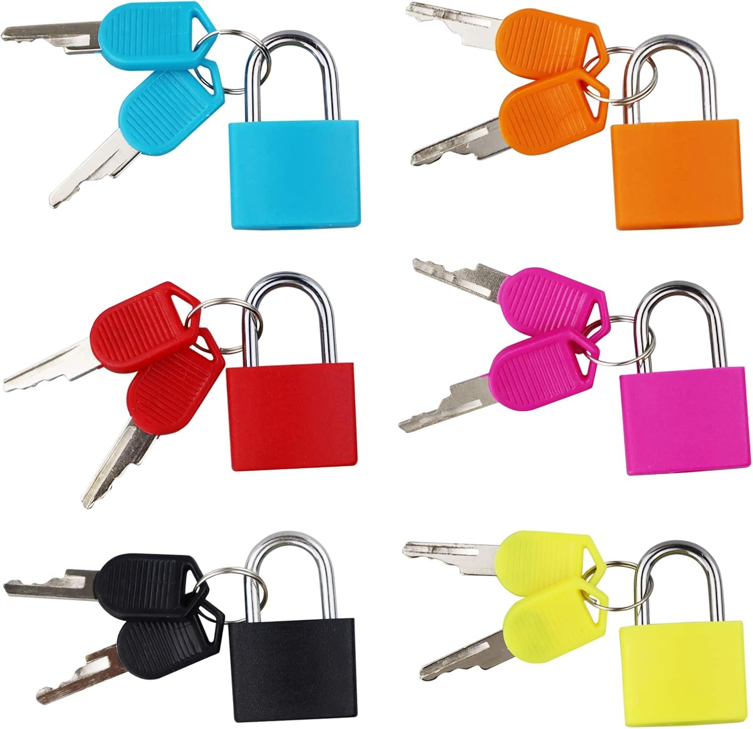 Suitcase Locks with Keys, 6 Pack Small Padlock, Luggage Locks Coloured Mini Padlocks, for Locker, Luggage,School, Filing Cabinets, Gym