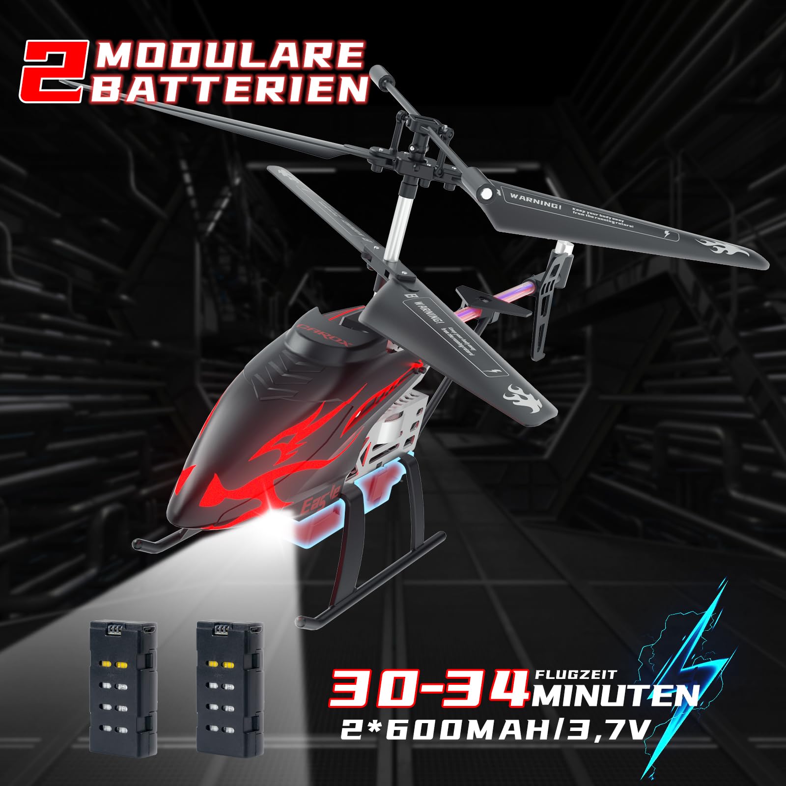 Carox Helicóptero teledirigido para niños, LED, mantenimiento de altitud, 30 minutos de tiempo de