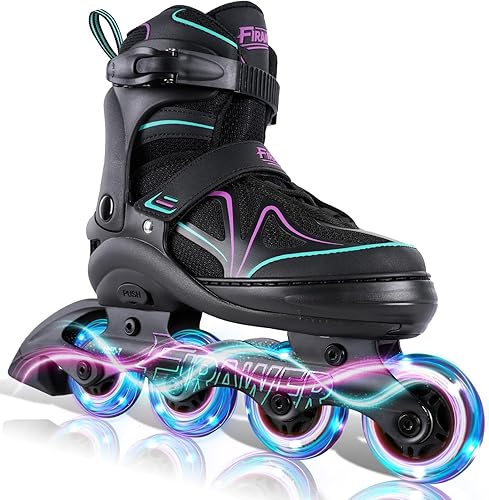 Patines en línea ajustables para niños de 4 a 12 años, patines en línea juveniles para niñas y niños de 5 a 8 y de 8 a 12 con ruedas que se iluminan