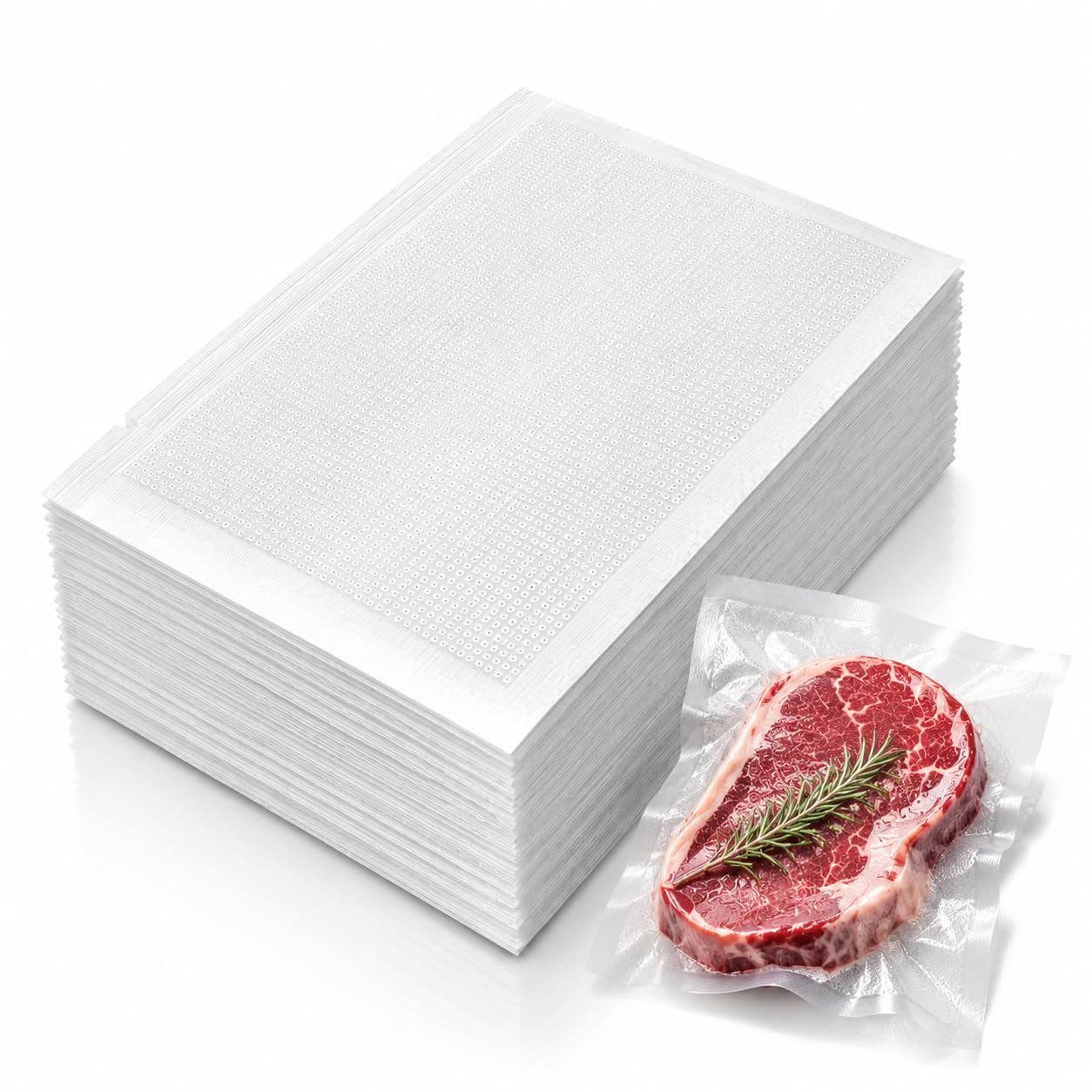 JADUFHU 100-Pack Vacuum Sealer Bags, Extra Thick 20x30cm Food Storage Bags for Freezing, Sous Vide & Meal Prep, BPA-Free, Embossed Design