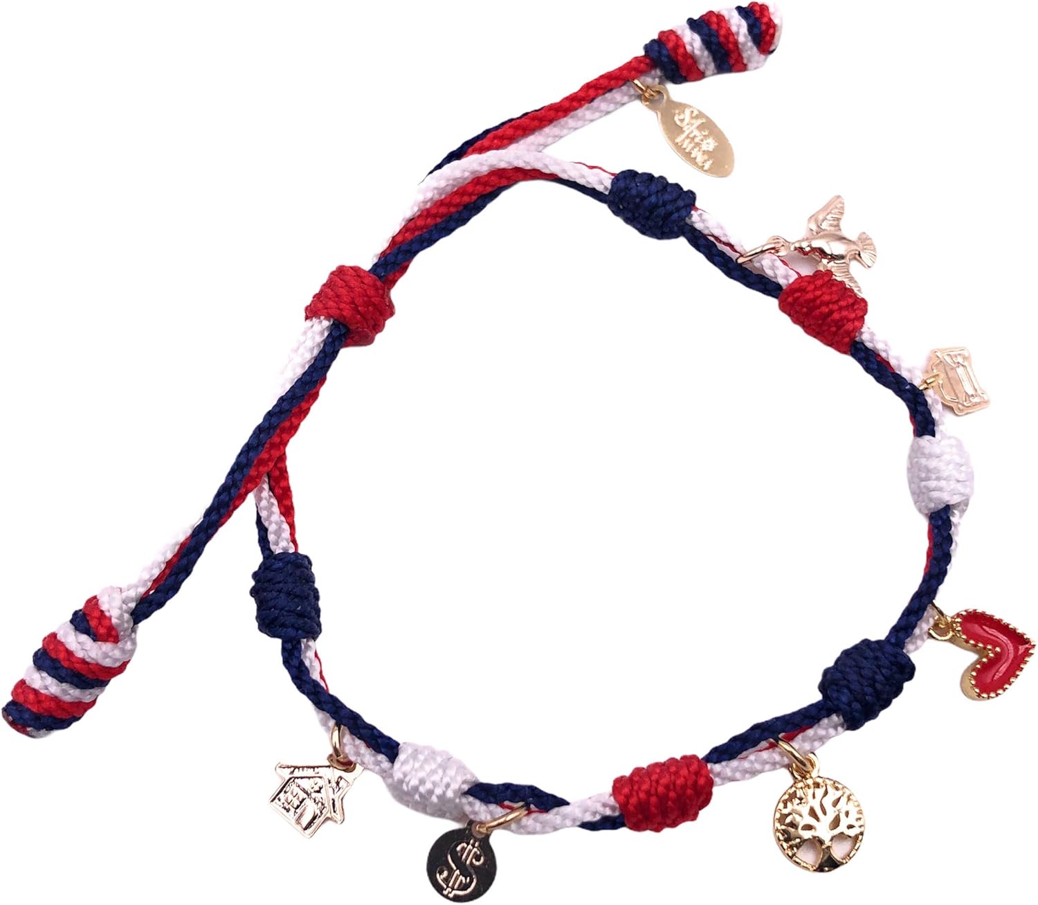 SIFRIMANIA Patriotic Red White and Blue Adjustable Charm Bracelet for Women, Handmade Symbolic Goals Jewelry Gift - Image 3