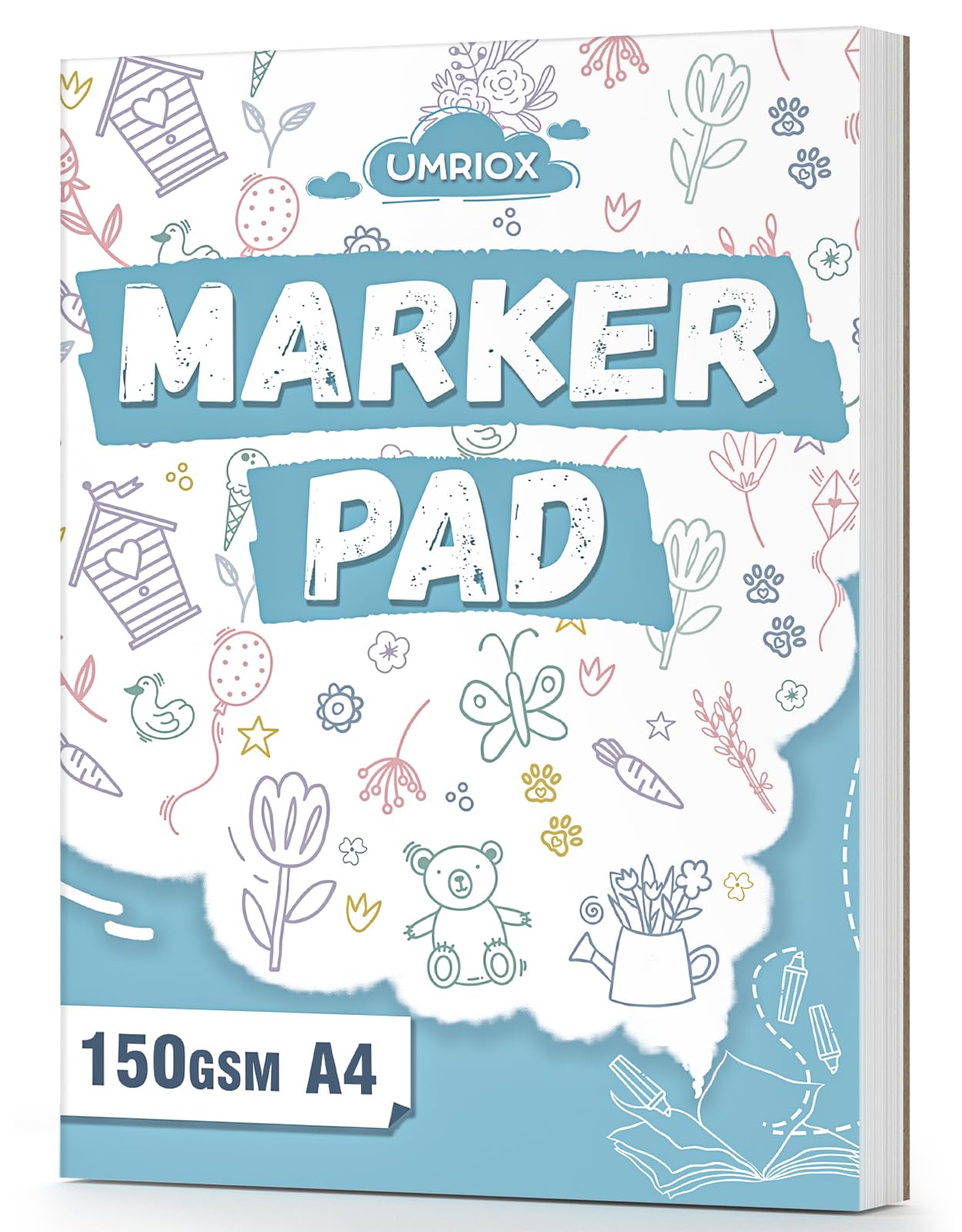 A4 Double-Sided Bleedproof Marker Pad，150gsm 60 Sheets Art Sketchbook
