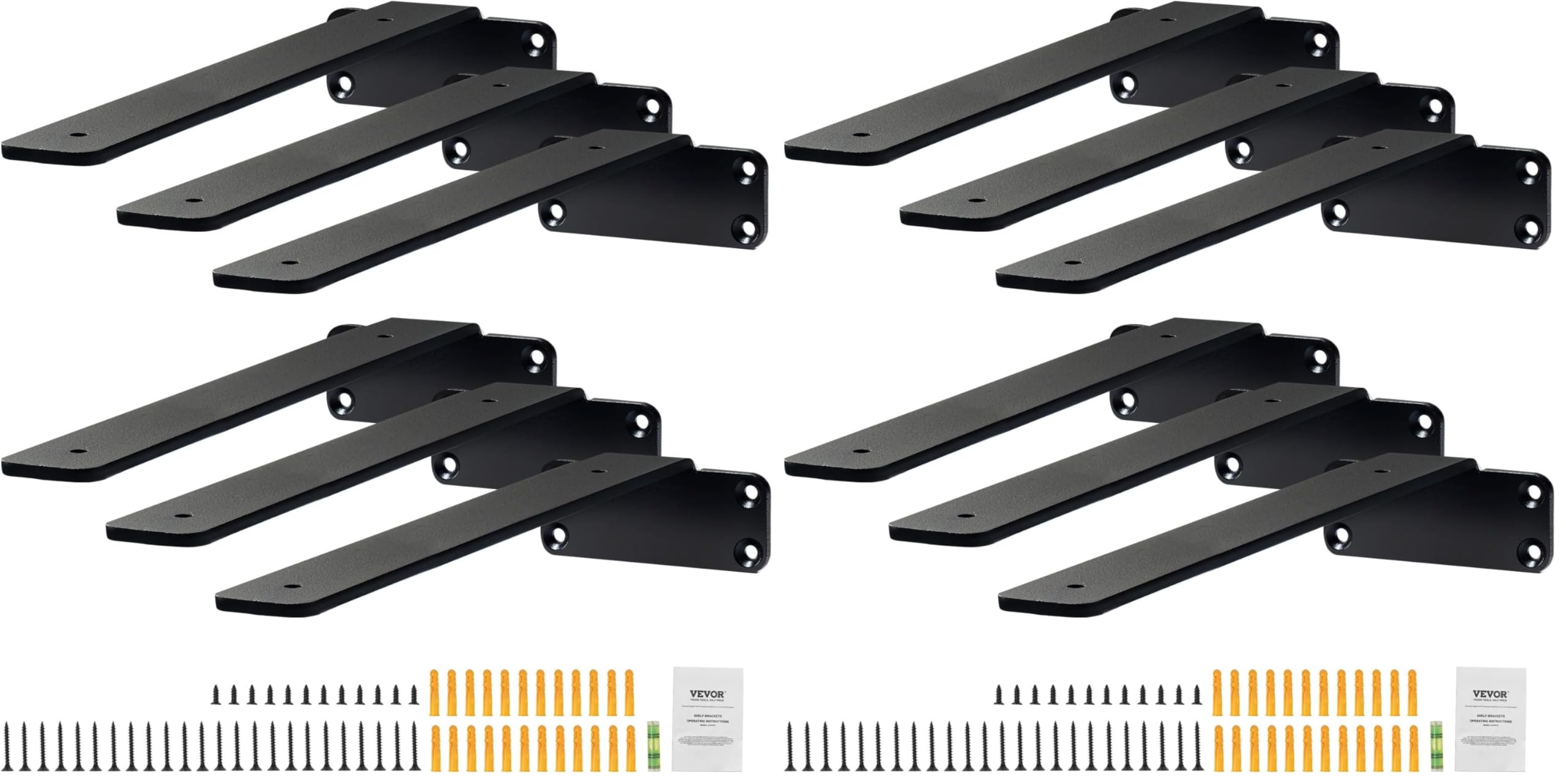 Équerre d'étagère VEVOR en L noir mat 261x100mm lot de 6