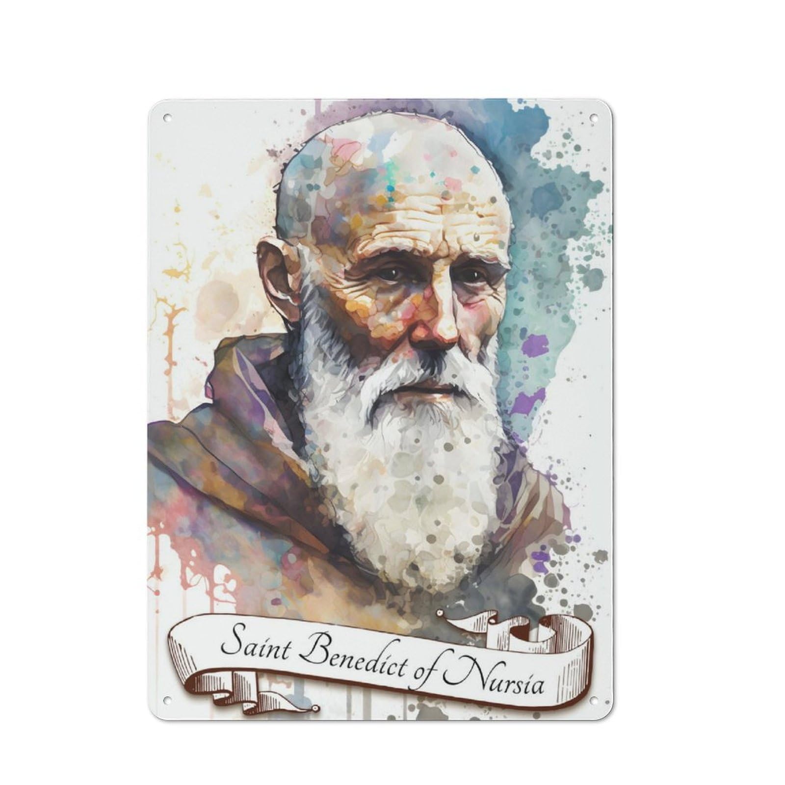 Junmoney Saint Benedict Benedictine Vintage Tin Sign 40X30cm With For Garage Wall, Suited To People Furnishing A Garage