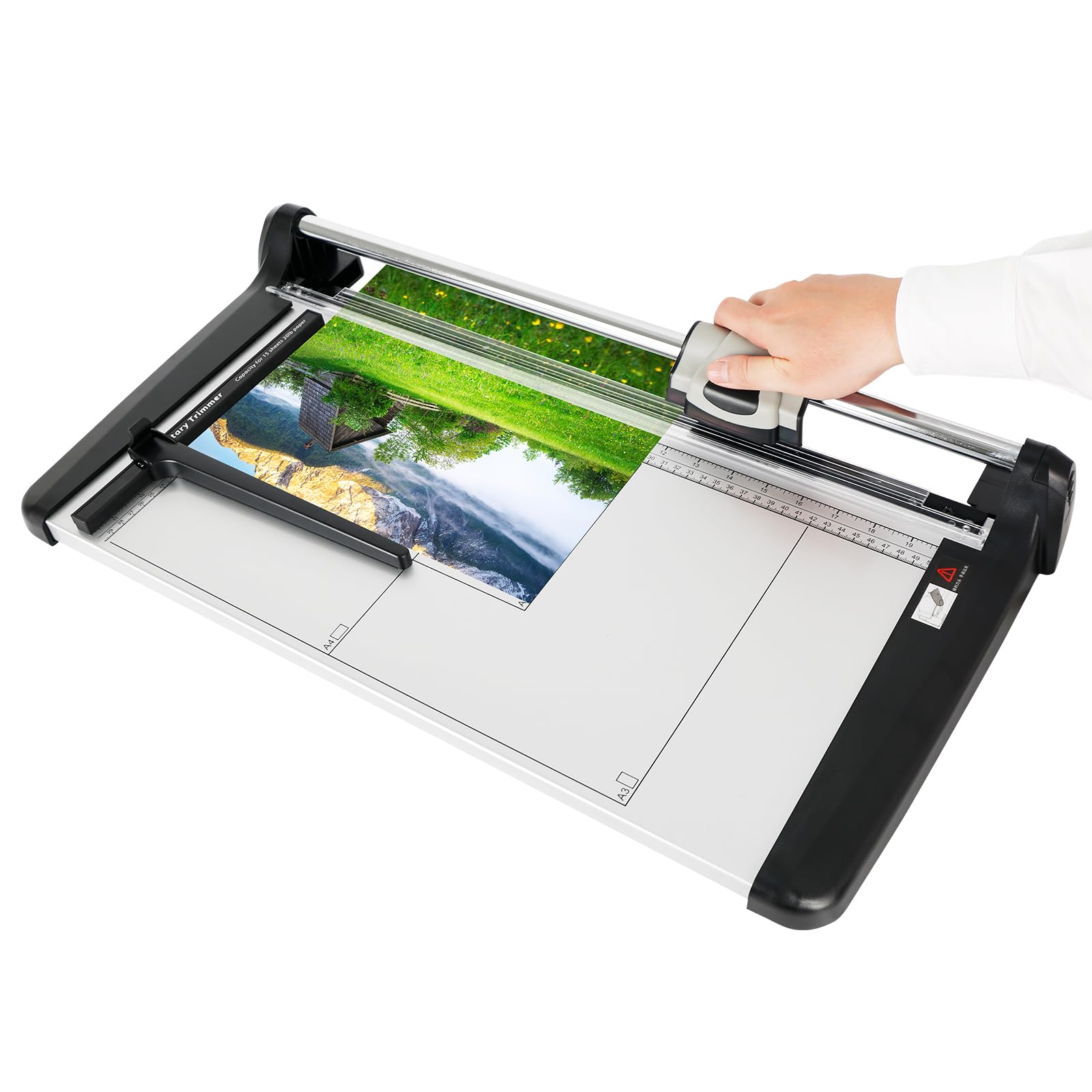 A3 Guillotine Paper Cutter, 15 Sheets Papers Trimmer, Sliding Cutter Head