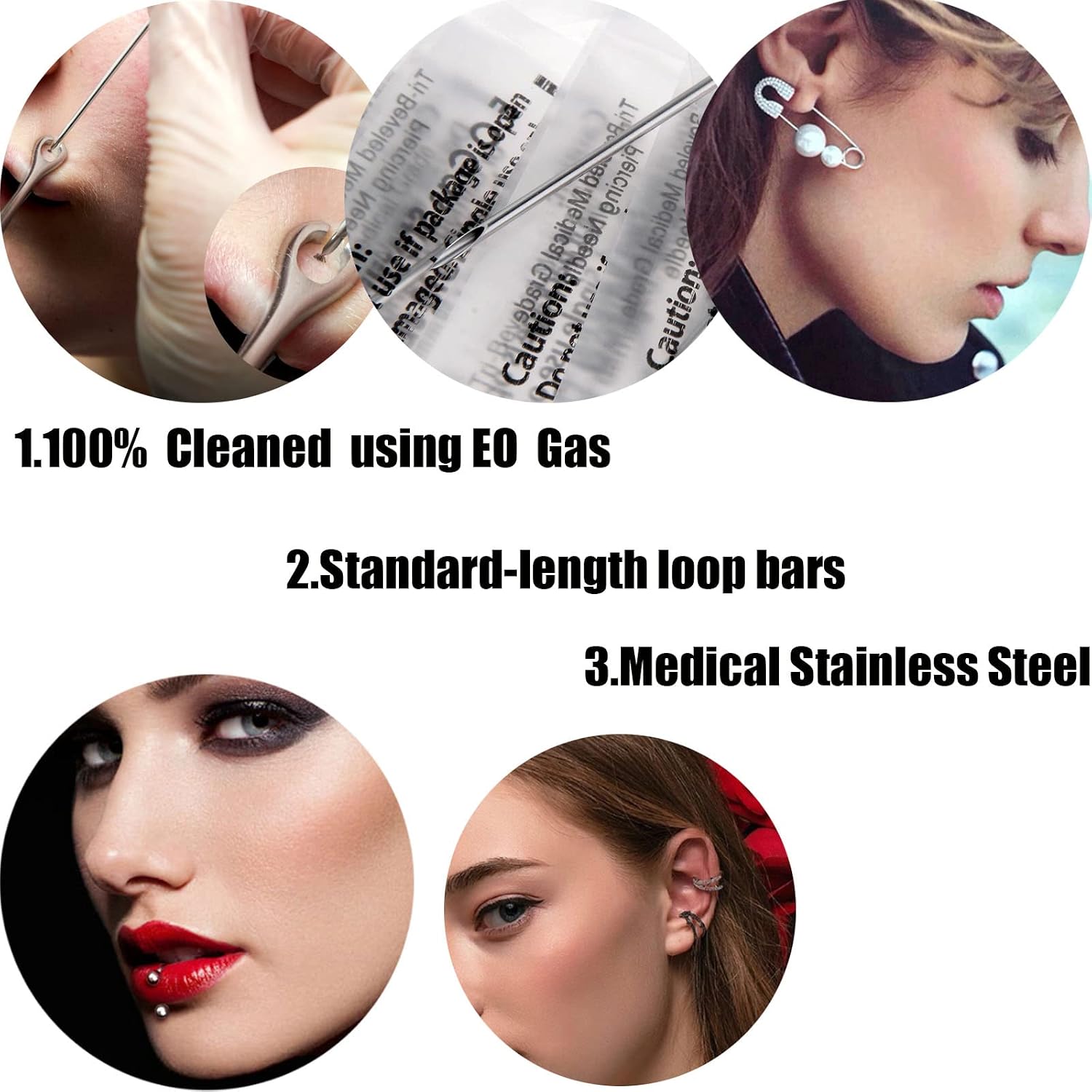 Ear Nose Piercing Needles -SOTICA 100pcs Piercing Needles Mixed Sizes Body Piercing Needles Hollow Needles 12G 14G 16G 18G 20G Ear Nose Navel Nipple Piercing Kits Piercing Supplies (100PCS)