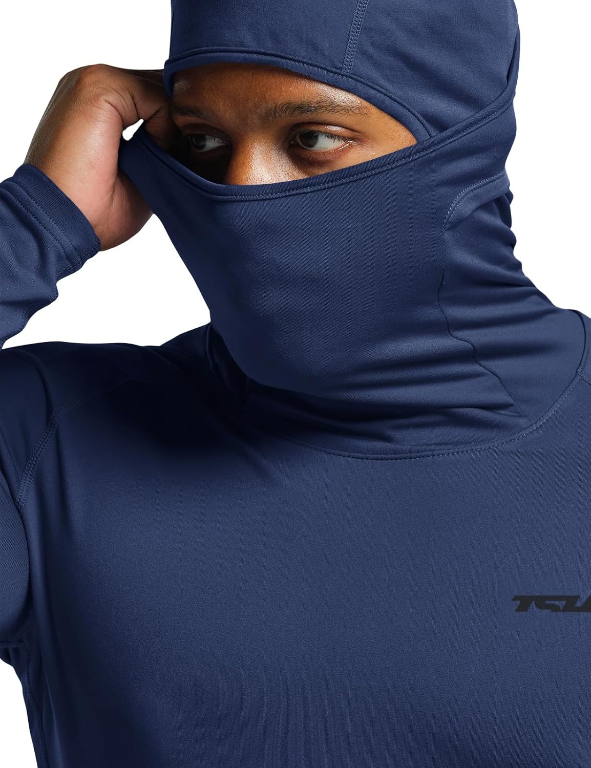 TSLA Men's Thermal Compression Shirts Hoodie with Mask, Long Sleeve Winter Sports Base Layer Top, Active Running Shirt - Image 2