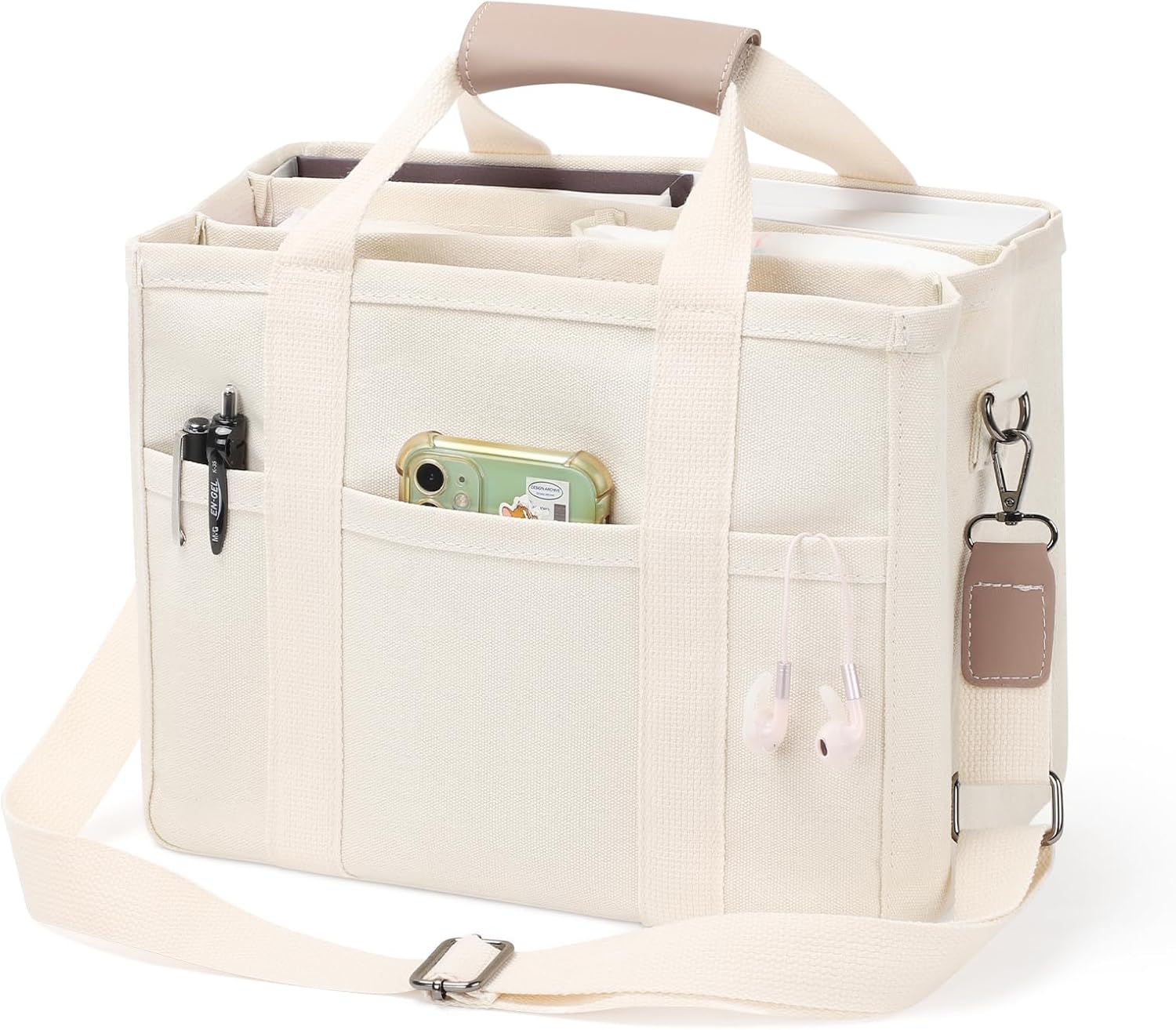 Sightor Canvas Tote Bag, Multi-Pocket Hobo Bag Crossbody Bag for Women Large Capacity Mommy Bag Canvas Shoulder Bag