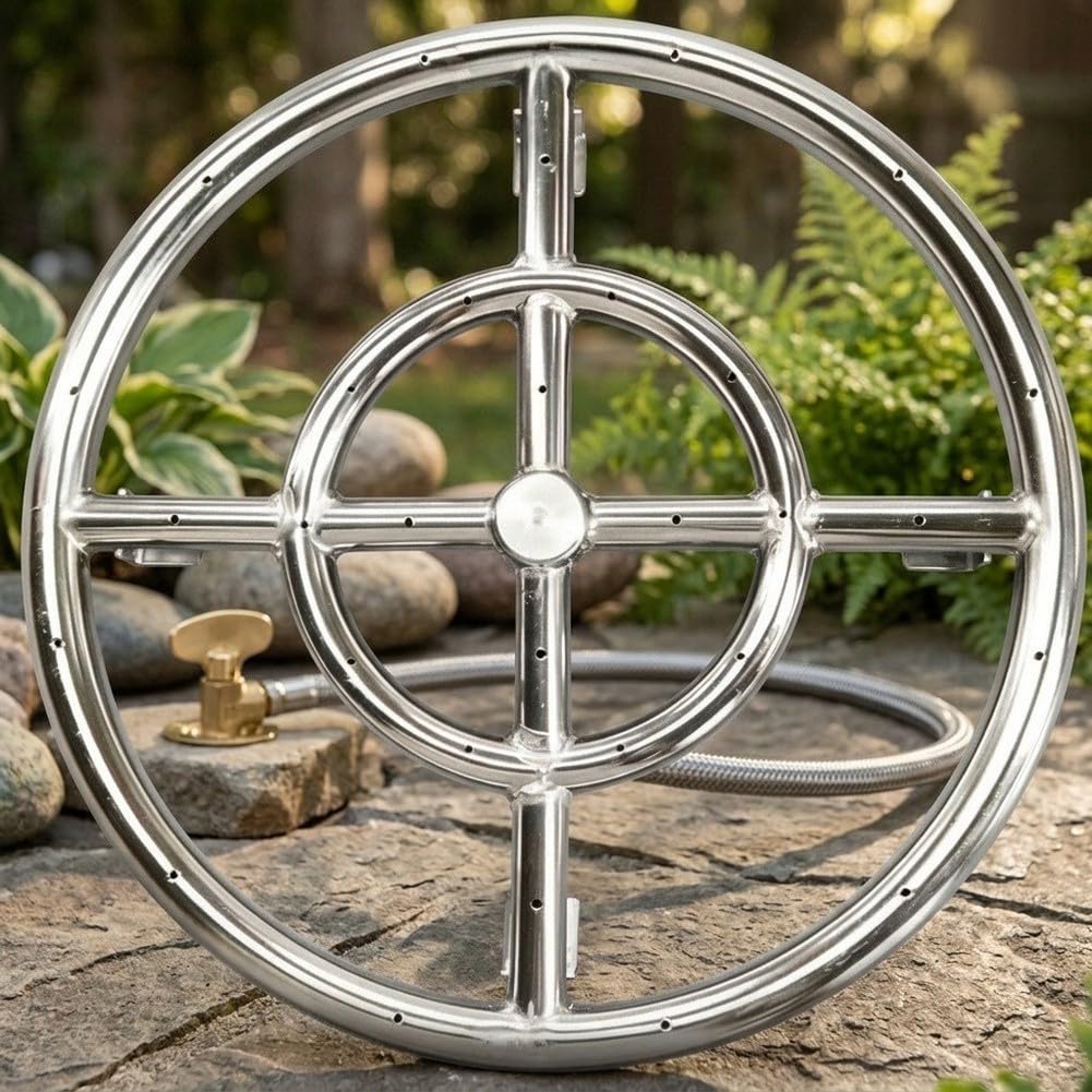 Edelstahl Gasfeuerring 30.5 cm Edelstahl Gasfeuer