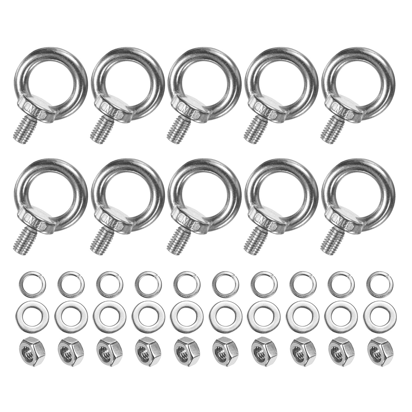 M METERXITY 10-Sets Stainless Eyebolt M8x14mm Shoulder Lifting Eye Bolt with Nuts Washers Male Screw Thread Ring Shoulder Eye Bolts Length 0.55 Inch for Suspending/Fastening