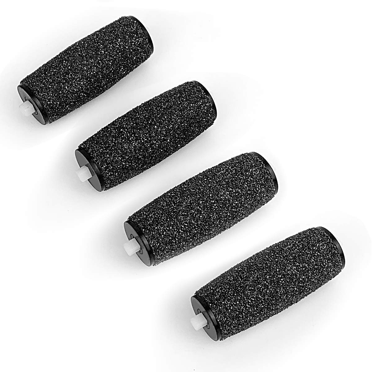 BIBIELF Foot File Roller Heads, 4Pcs Replacement Rollers Heads Refills, Extra Coarse for Hard Skin Remover, Black