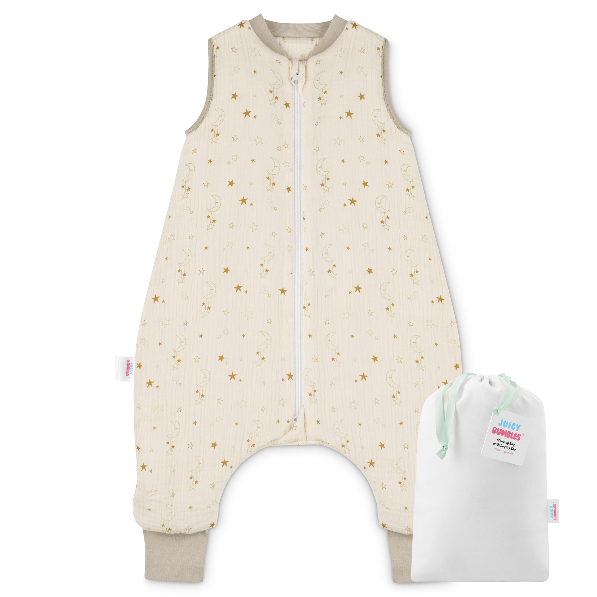 Juicy Bumbles Sacco Nanna con Piedini 2.5 Tog Imbottito in Garza di Cotone - Sacco Nanna Invernale 1-4 Anni - Sacco Nanna 2.5 Tog con Gambe Sacco Nanna Autunno Inverno