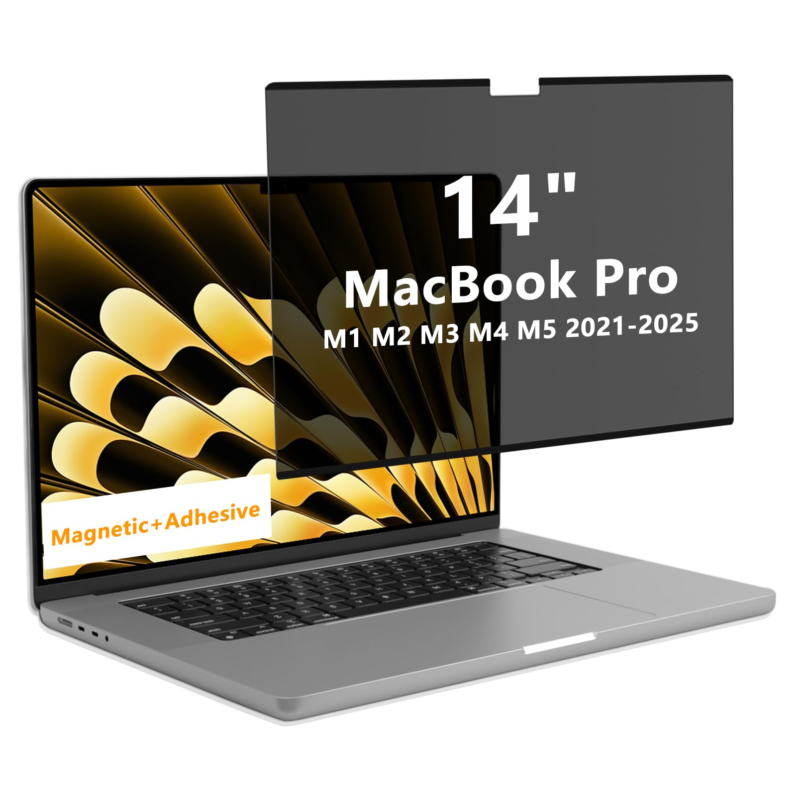 Magnético Filtro de Privacidad para MacBook Pro 14 Pulgadas (2025–2021 M5/M4/M3/M2/M1 Pro MAX), Protector de Pantalla Antirreflejo de Luz Azul, Privacy de Film Extraíble para Mac 14"