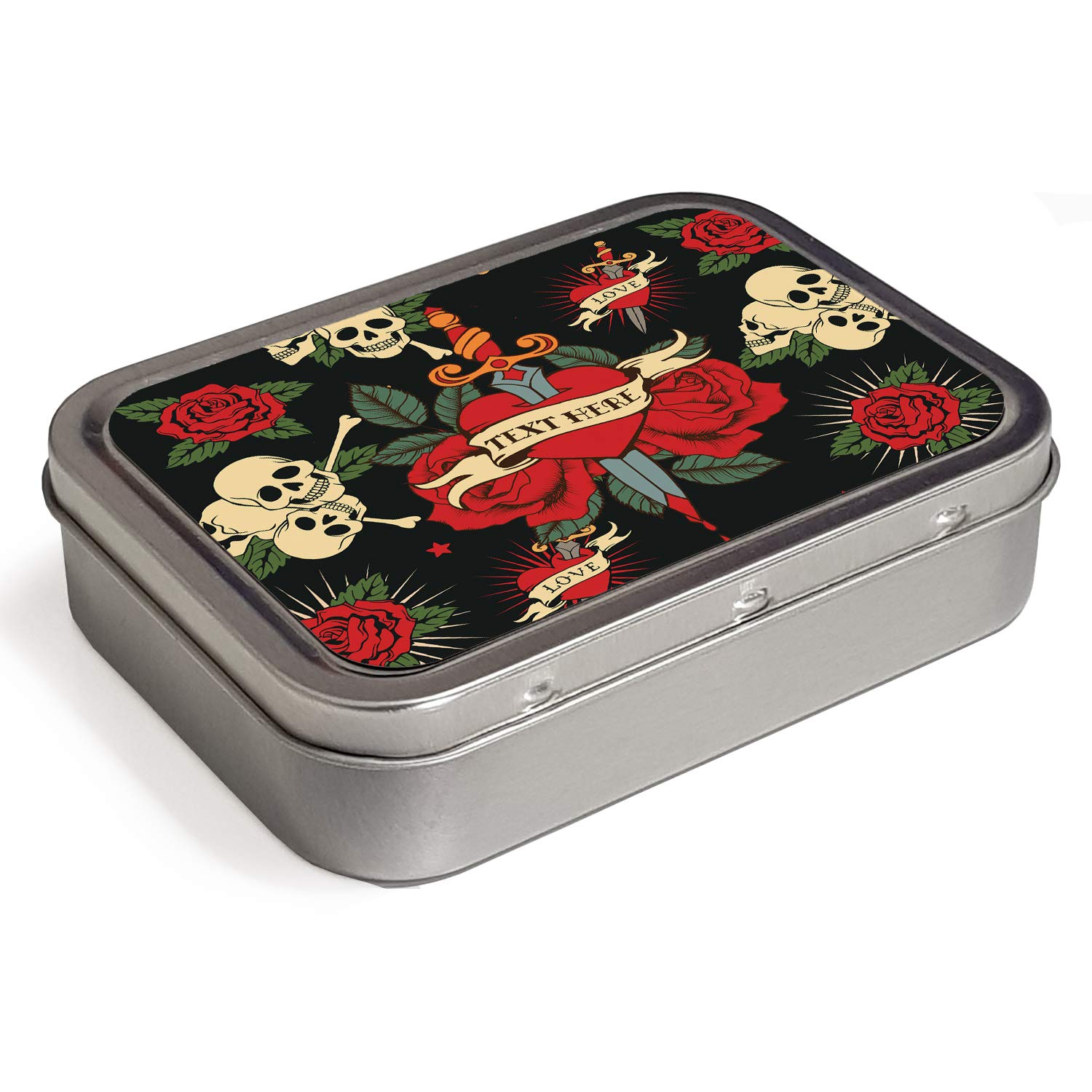 tobacco tin heart KRAFTYGIFTS Personalised Skull Heart 2oz Tobacco Tin | Baccy Storage | Pill  Box