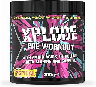 SCI-MX X-PLODE Pre-Workout Formula Energy Drink With Beta Alanine - Tropical Flavour - 300G - 12 SERVINGS