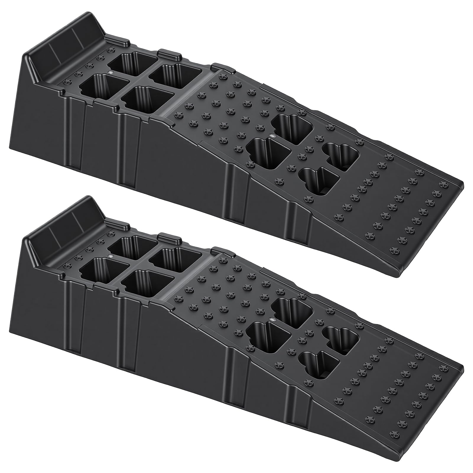 2 Piece Plastic Car Ramps, 13000 lb Per Pair Capacity, Vehicle Service Ramps with 32.5 cm Wide Platform, 22 cm Lift Height for Oil Change, Garage Maintenance, Cars, SUVs, Pickups Black