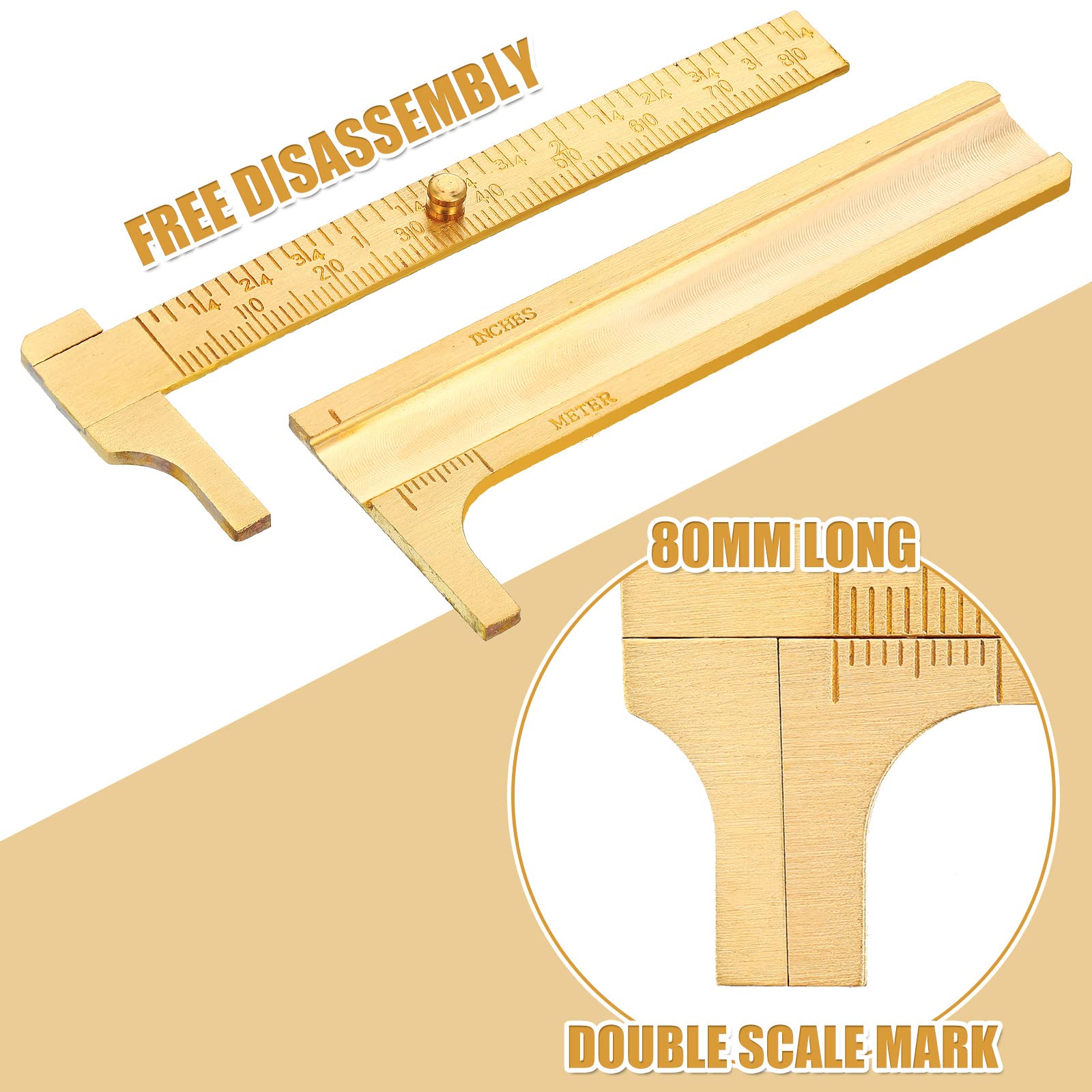 Brass Pocket Calipers - Precision Measuring Tool -5