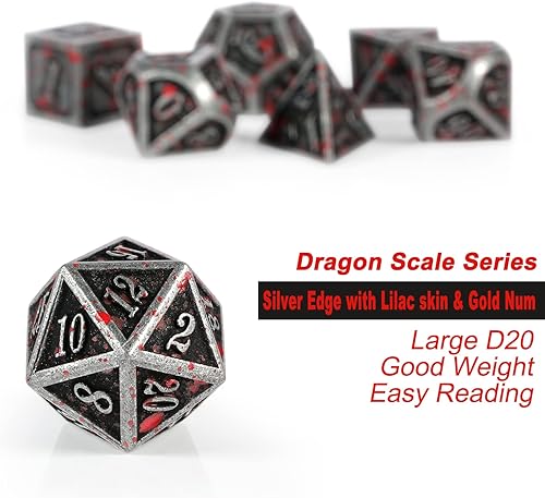 Miniatura 4 de Acient - Juego de dados de metal teñido en sangre DND 7 piezas de troqueles metálicos de Halloween con estuche de metal para juegos de mesa de