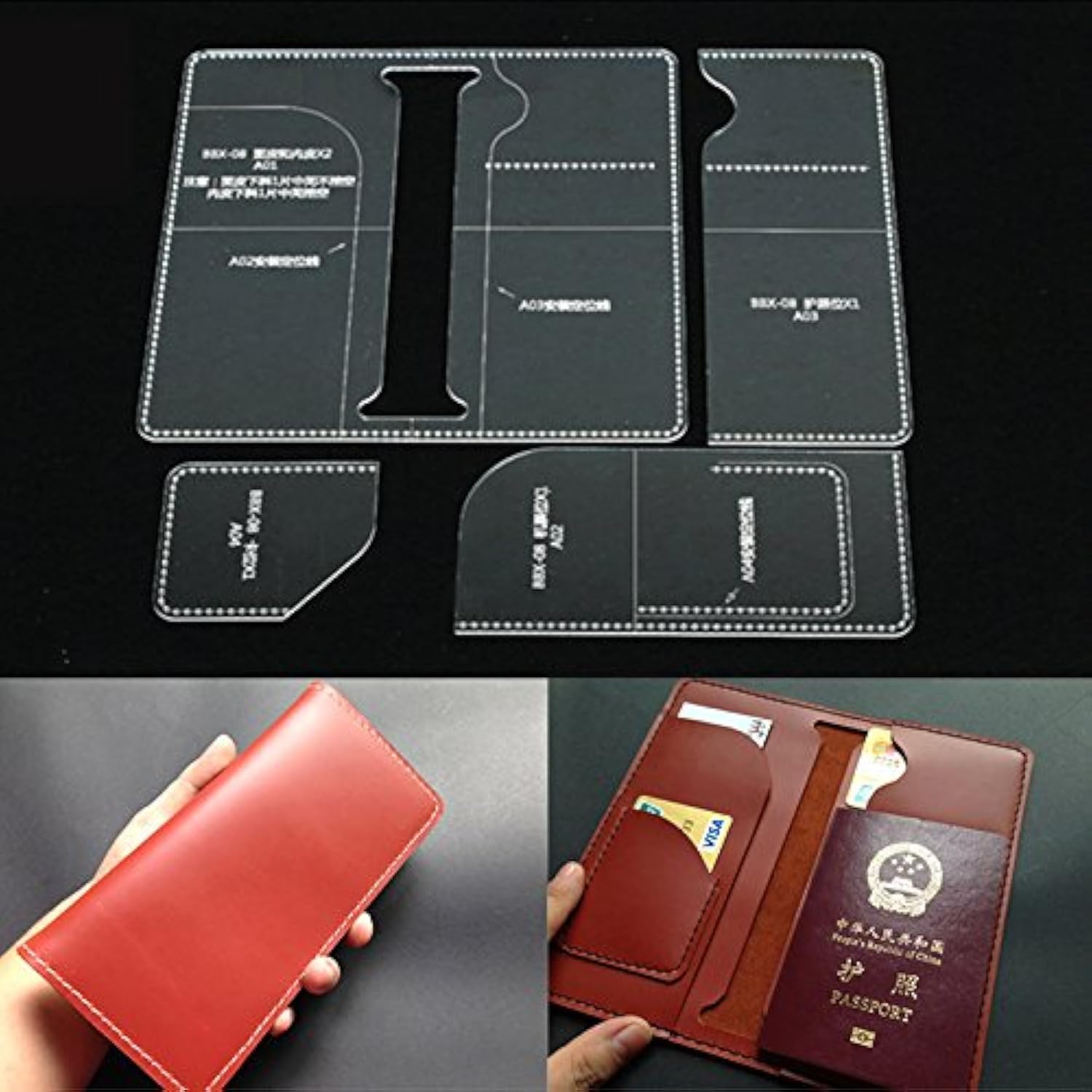 NW Acrylic Card Bag Template - 4pcs, 3.93*7.87in (100*200mm), Leather Pattern