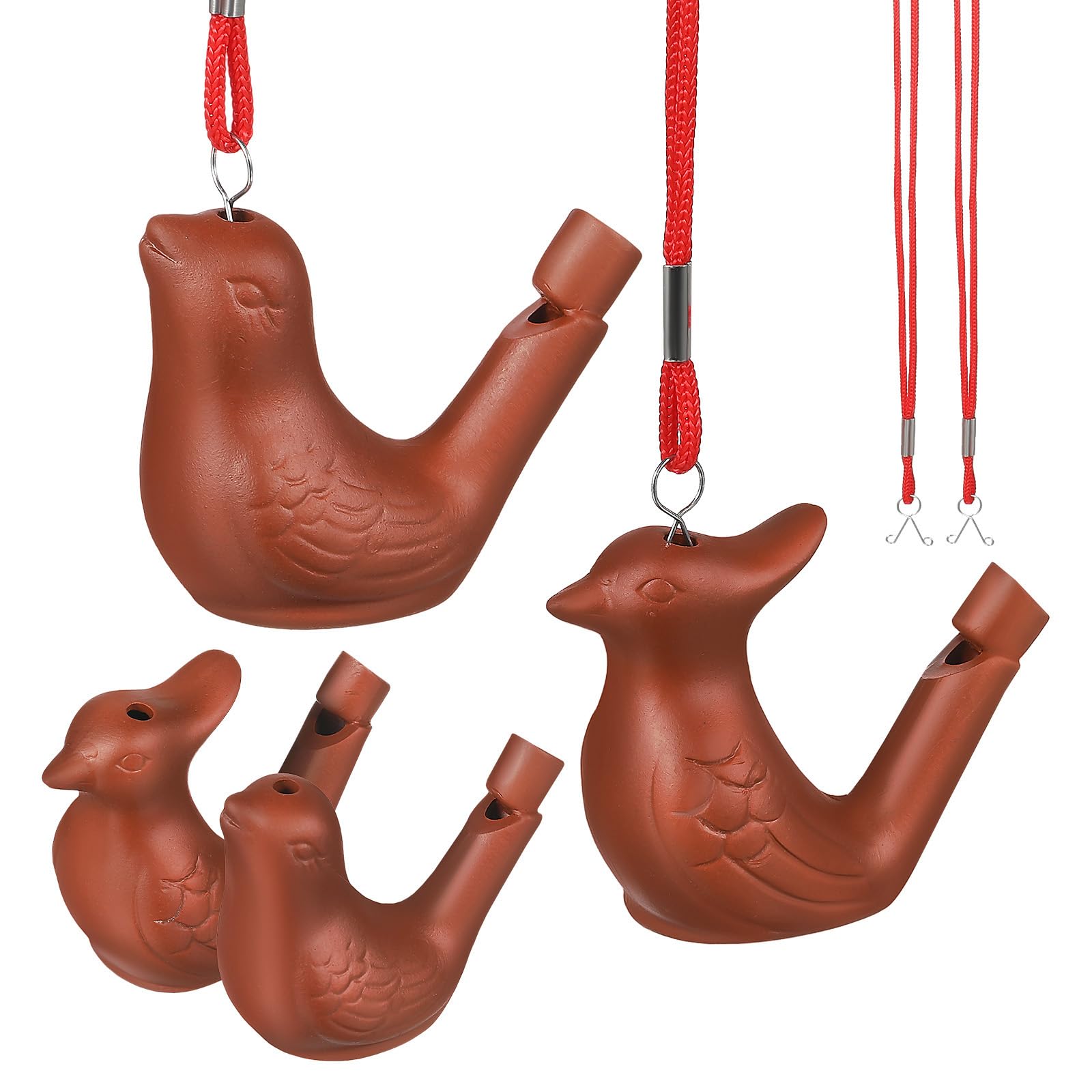 JOINPAYA Bird Call Whistle Pottery Water Birdie Whistle Toy 4pcs Clay with Lanyards Kids Musical Toy