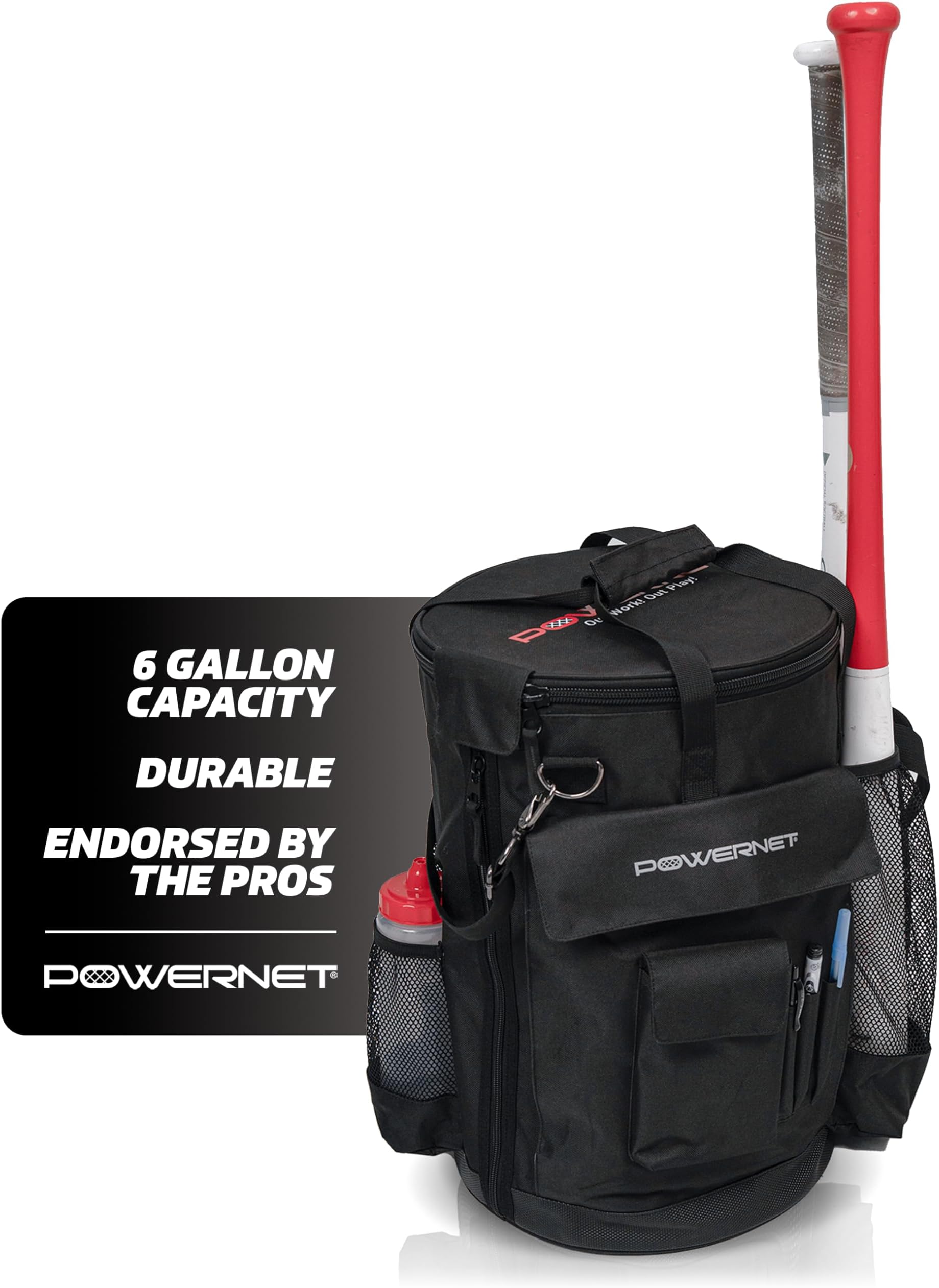 Baseball Softball Coaching Bucket Caddy Cover, Multiple Pockets Carry Gameday Essentials, 3 Styles for 6 Gallon Bucket Organization Including All Terrain Wheeled