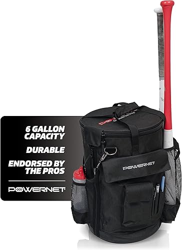 PowerNet Baseball Softball Coaching Bucket Caddy Cover, Multiple Pockets Carry Gameday Essentials, 3 Styles for 6 Gallon Bucket Organization