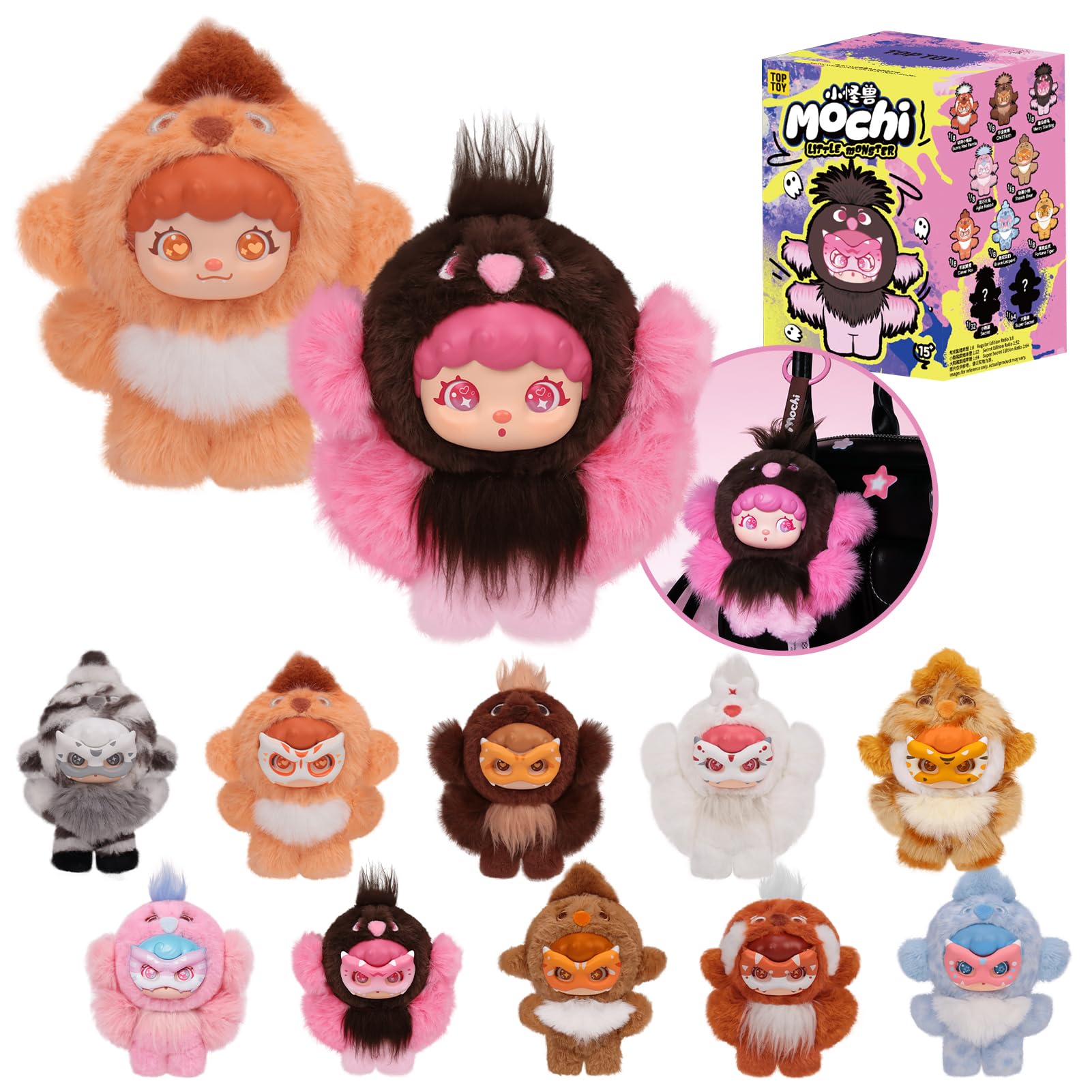 TOP TOY x Mochi "Little Monster" Series Plush Pendant, 1 Piece, Gacha Gacha Blind Box, Figure, Plastic Model, Premium Toy Soft Vinyl Figure, Original Character, Birthday Gift, For Collectors : Toys & 