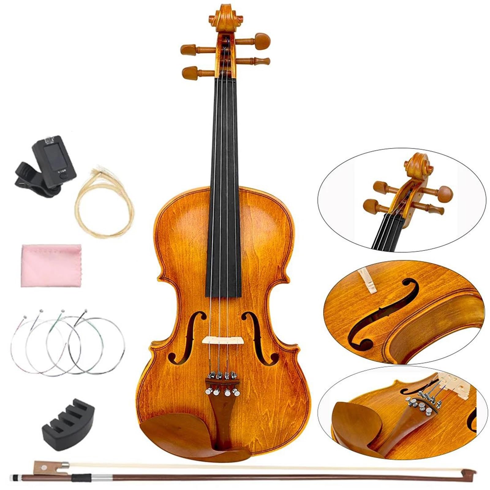 Profesjonalny Zestaw Skrzypiec Bazyliowych Skrzypce Profesjonalne | Pełny rozmiar 4/4, odpowiedni dla początkujących(Violin set)