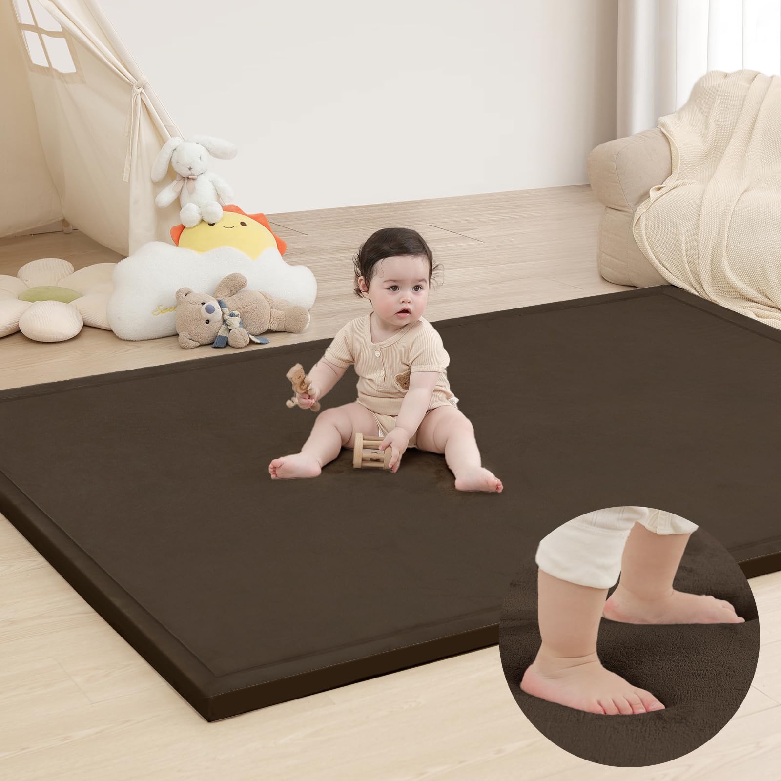 Huloo Sleep Wide-edge Play Mat, 3.5cm Thick 180×200cm