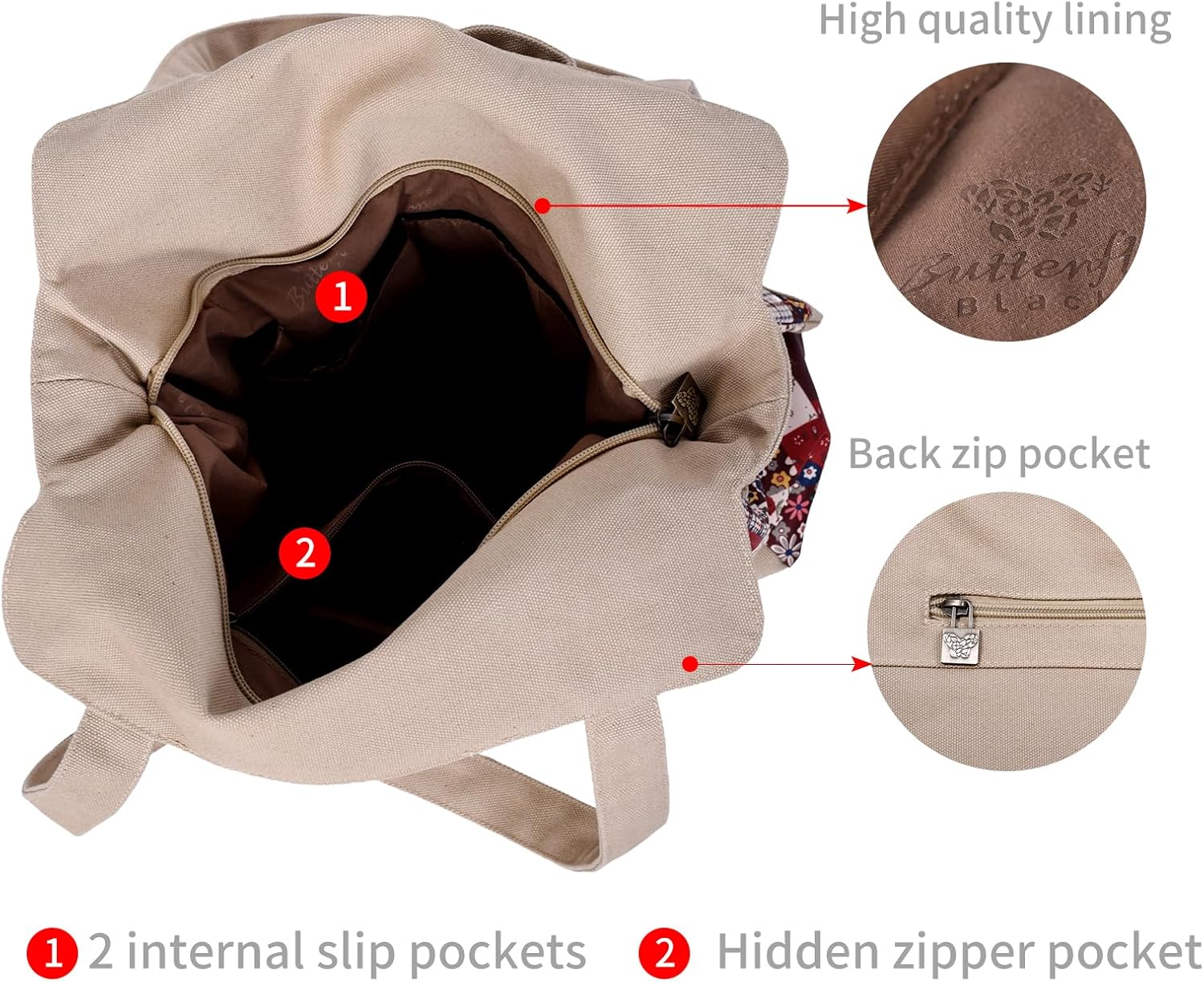 Black Butterfly boho series Large capacity canvas Personalized printing crossbody sling backpack, women tote handbags - Image 6