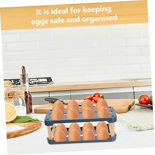 Miniatura 6 de Uonlytech Caja de almacenamiento de huevos 3pcs Caja de almacenamiento de huevos Contenedor de huevos Estante refrigerador Organizador compacto
